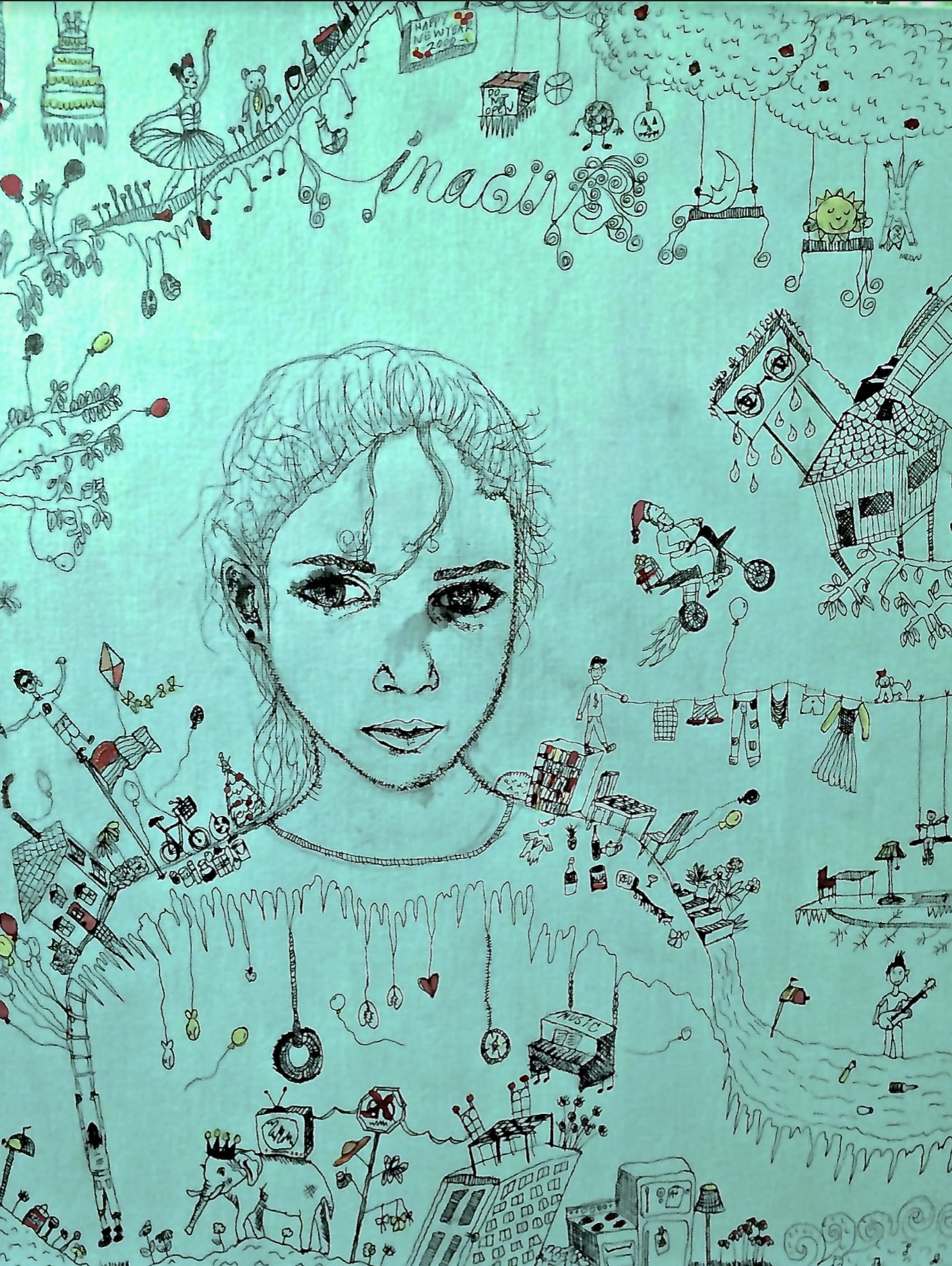 "Baby Dreamer," 2014, Ink & Watercolor