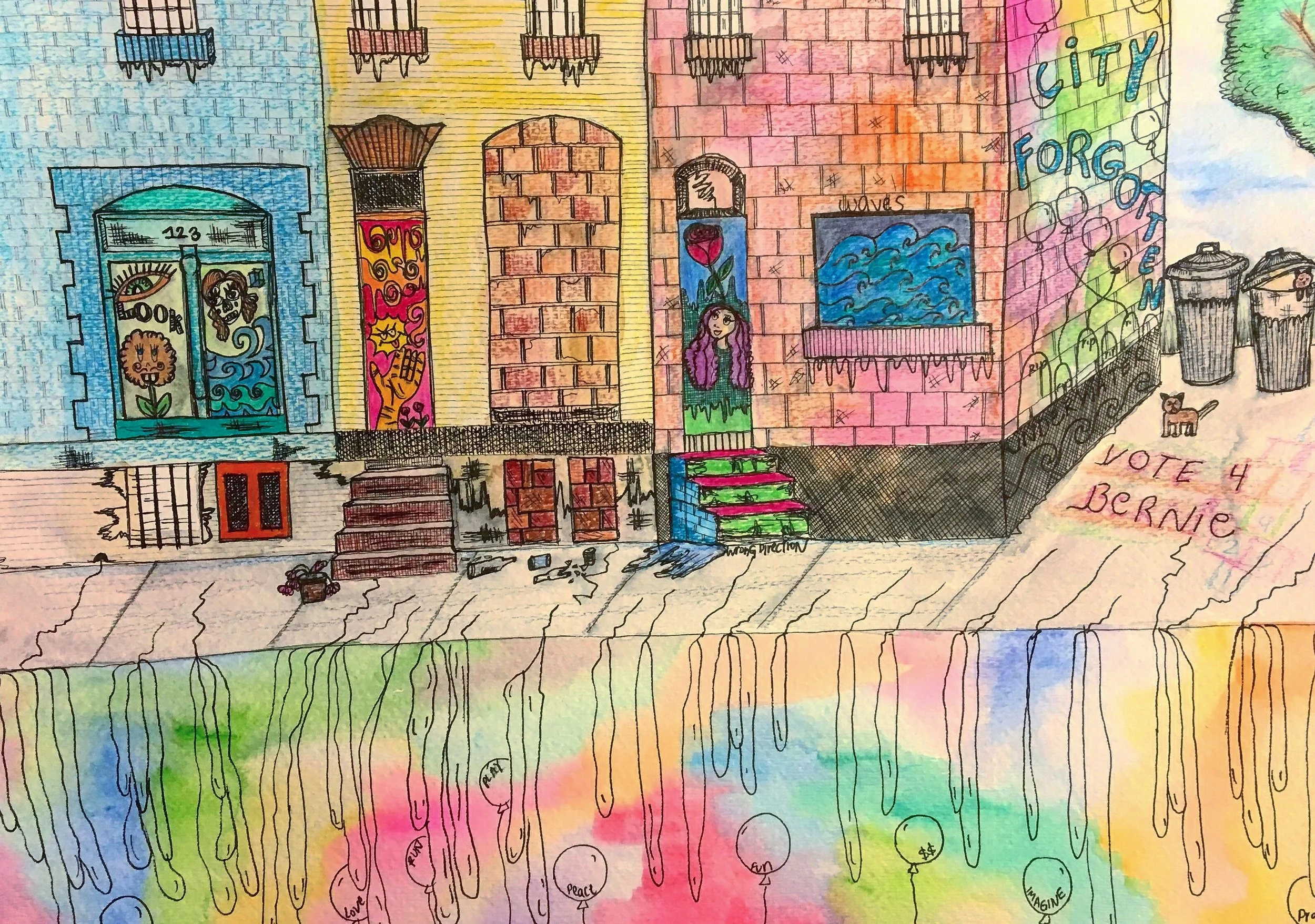 "City", 2012, Watercolor & Ink