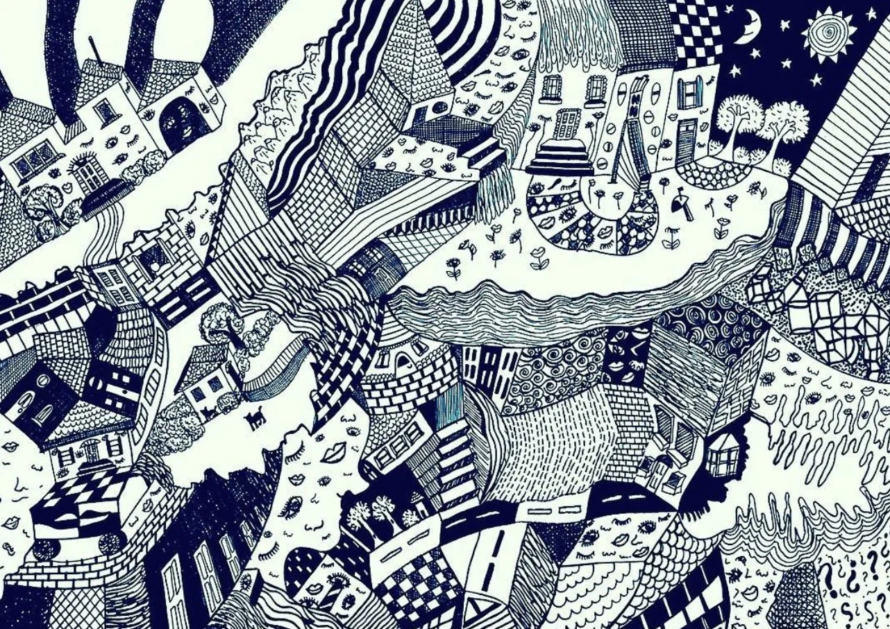 "The 'Burbs," 2012, Ink 