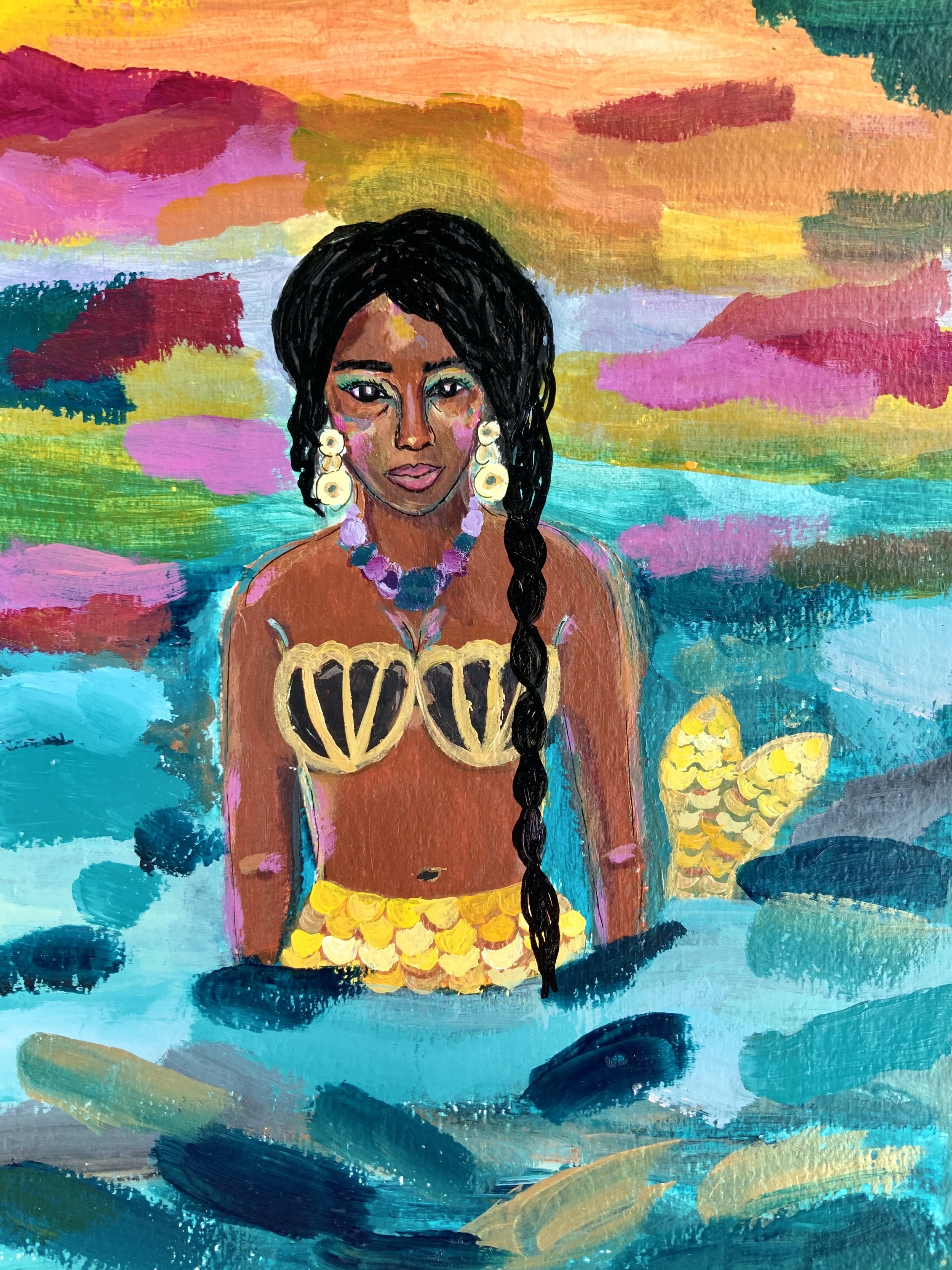 "Mermaid Queen," 2022, Gouache 