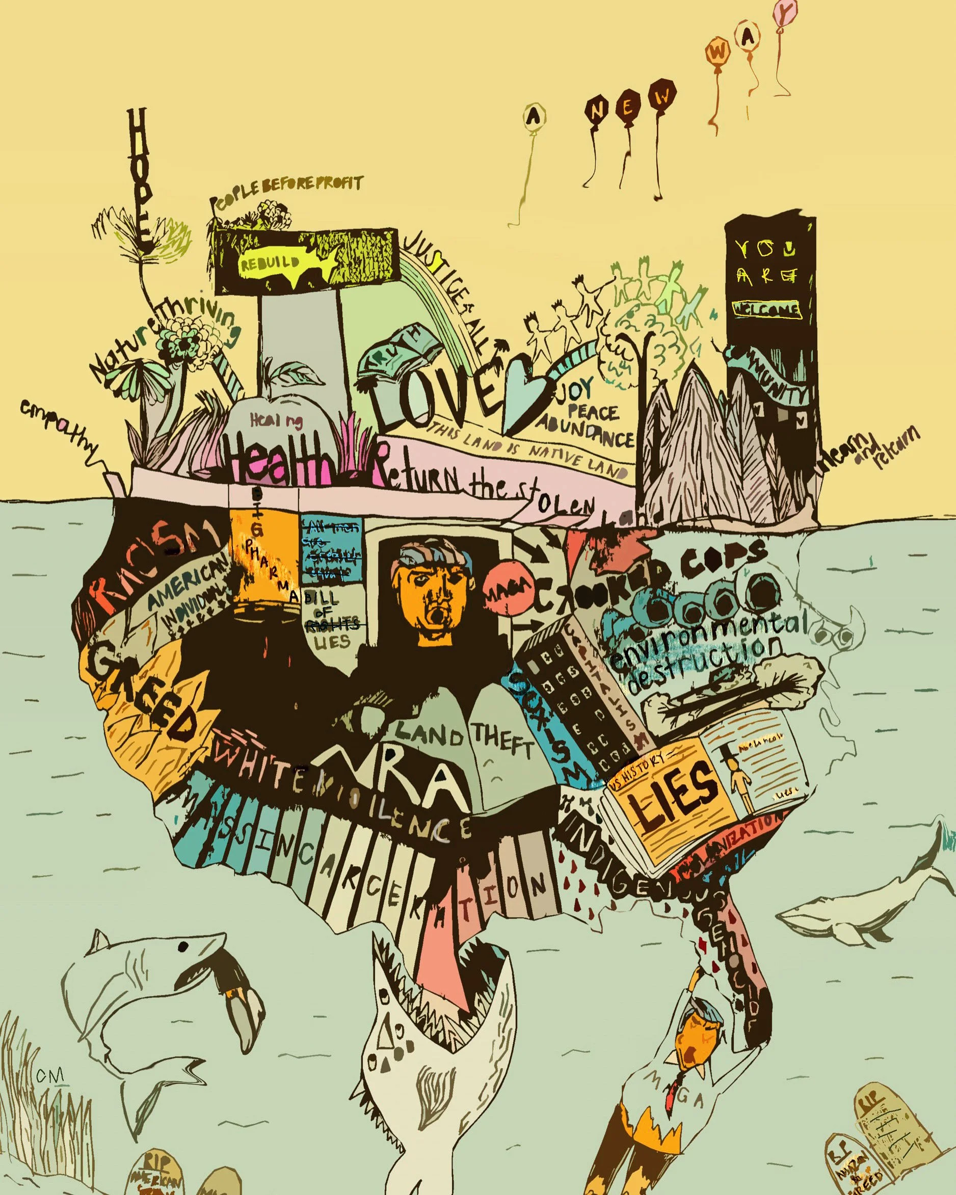 "Underwater Country," 2021, Ink & Digital 