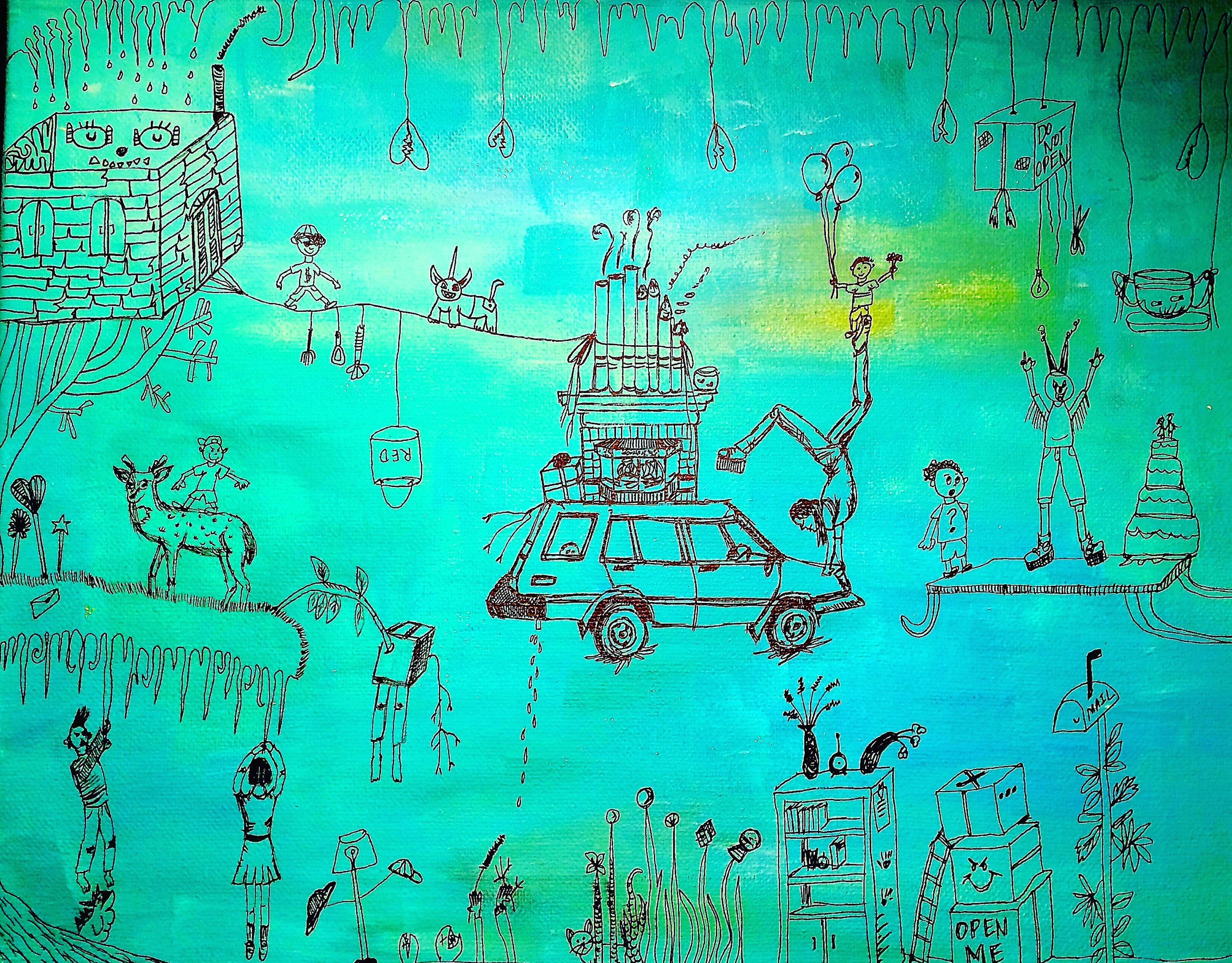 Upside Down, 2014, Acrylic & Ink