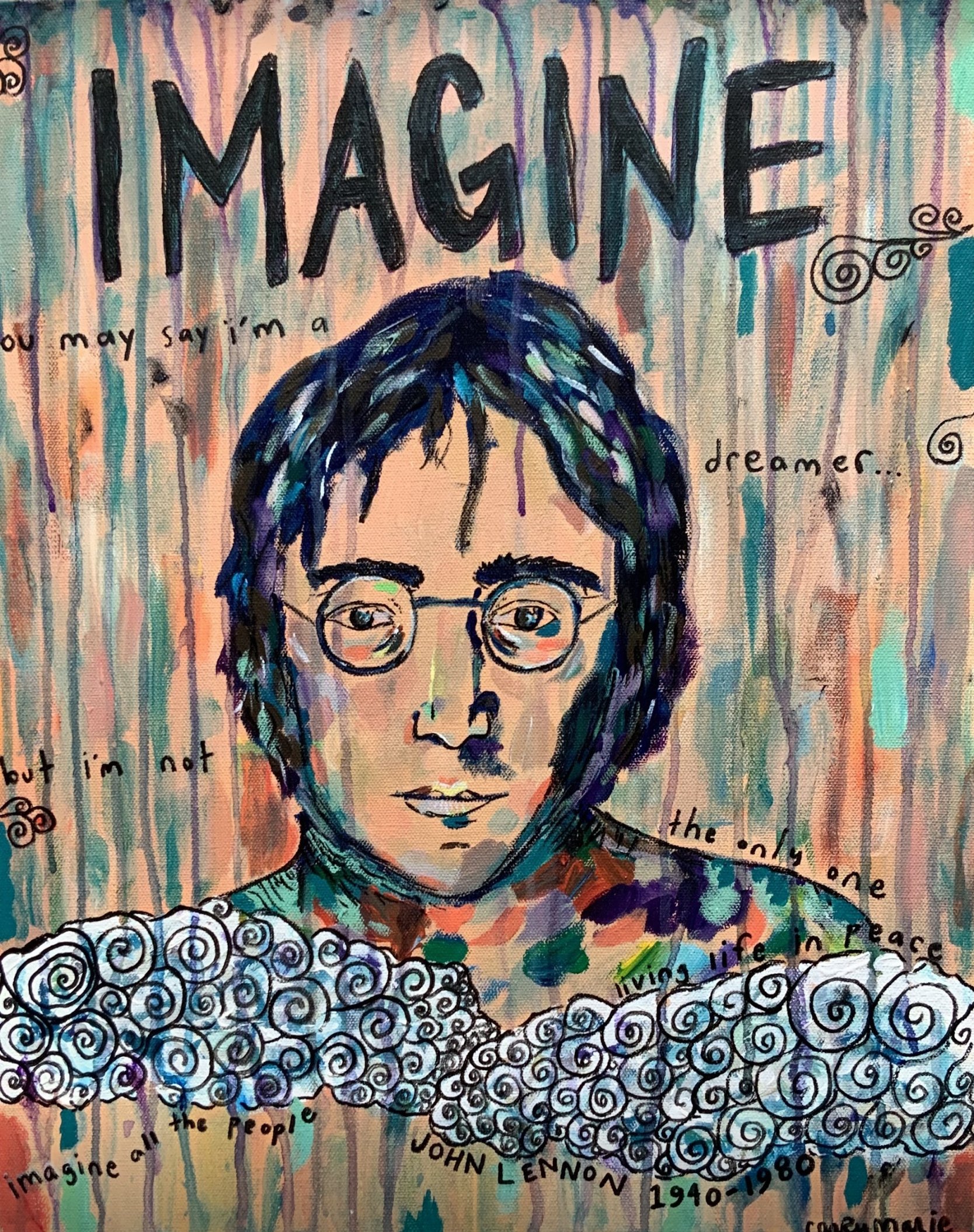 "John Lennon," 2022, Acrylic 