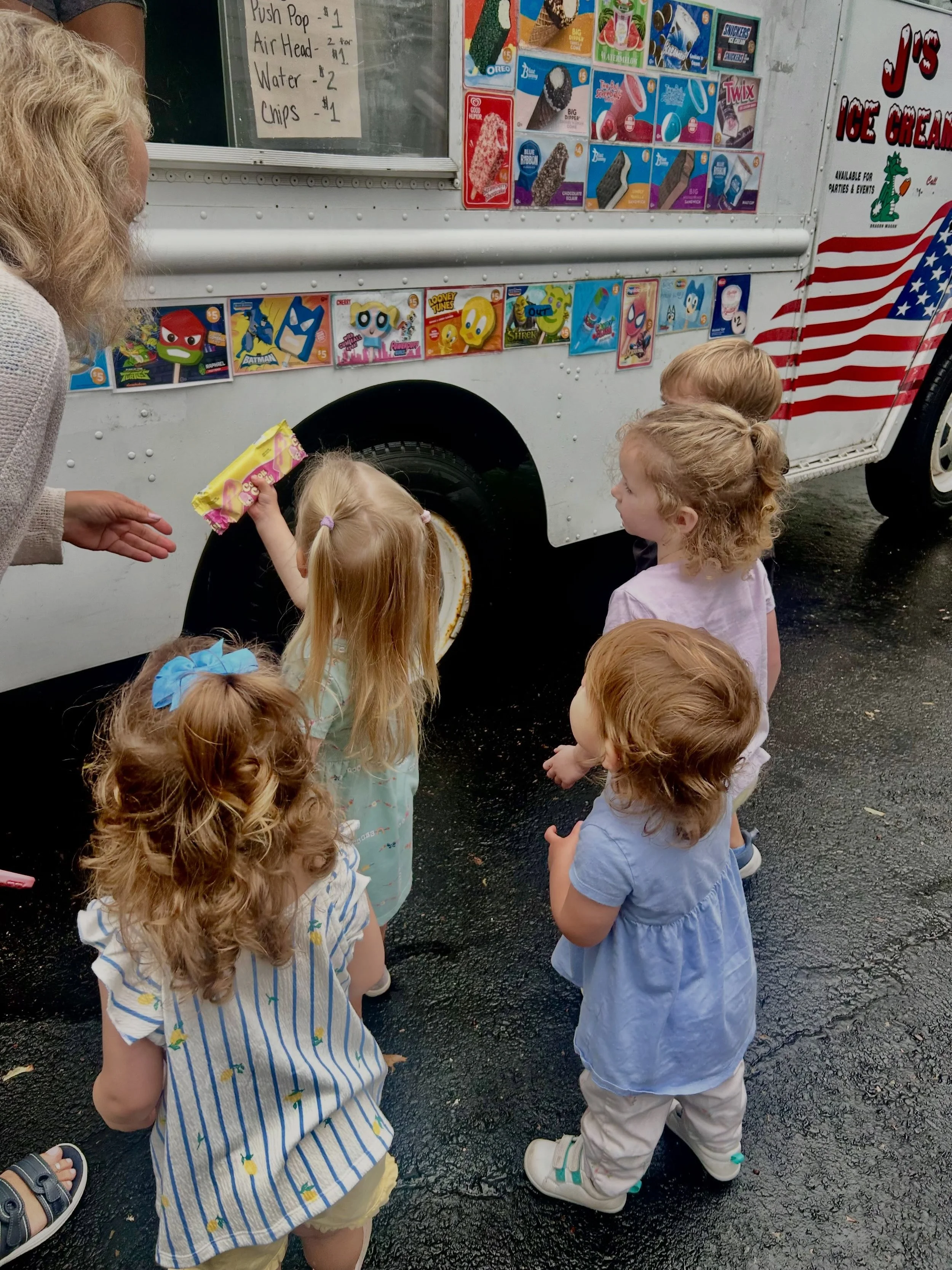 No raining on our &ldquo;Dragon Wagon&rdquo; parade with some excited kids and the right mindset. Ice cream 🍦 truck visit today (in mist/drizzle)!
