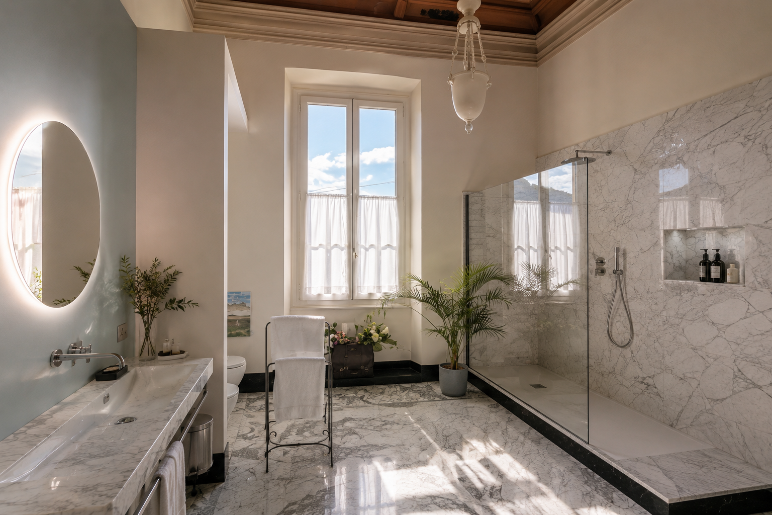 Luxury marble bathroom Buga Retreats villa