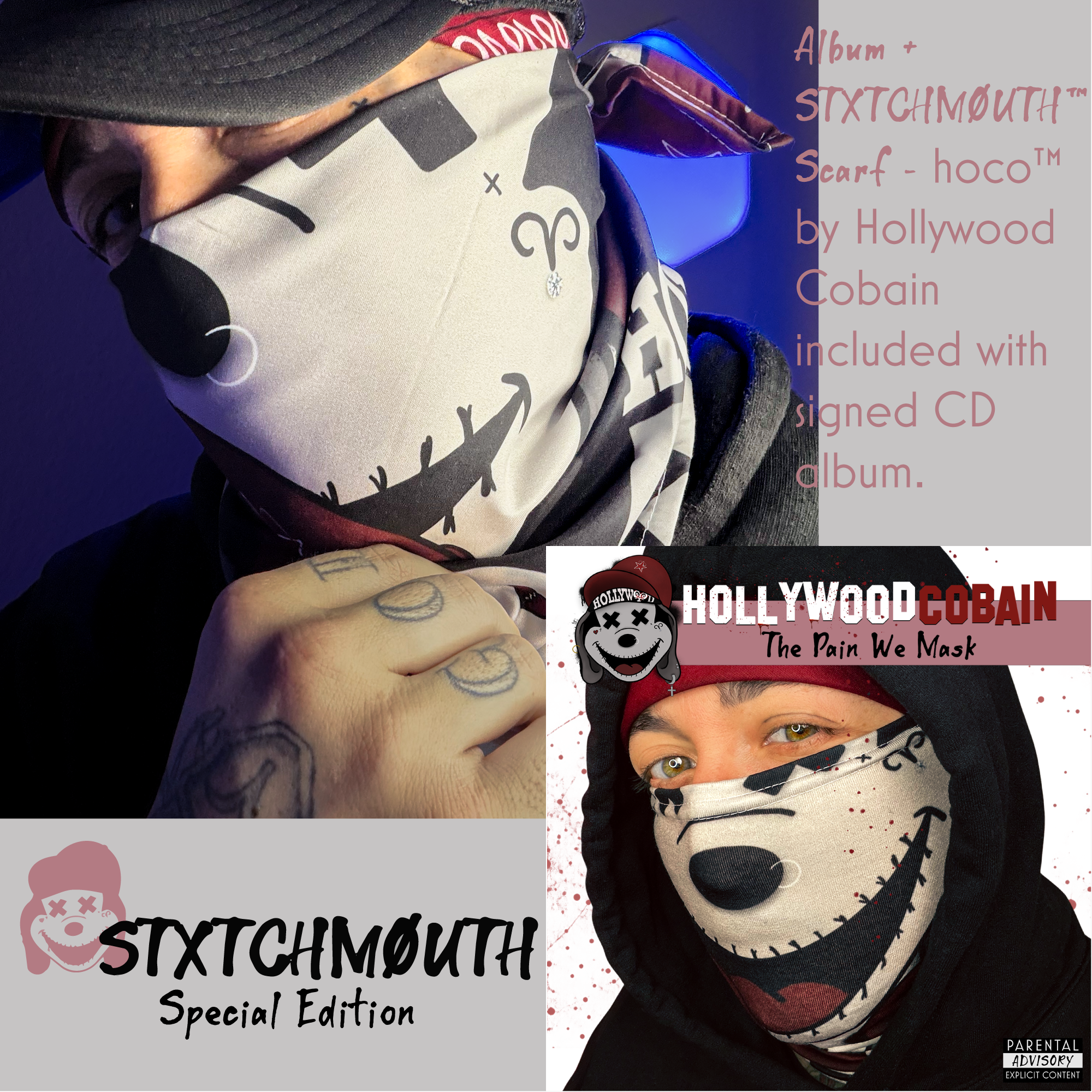 PREORDER Hollywood Cobain — The Pain We Mask: STXTCHMØUTH™ Special Edition (CD Album) [Explicit Content]