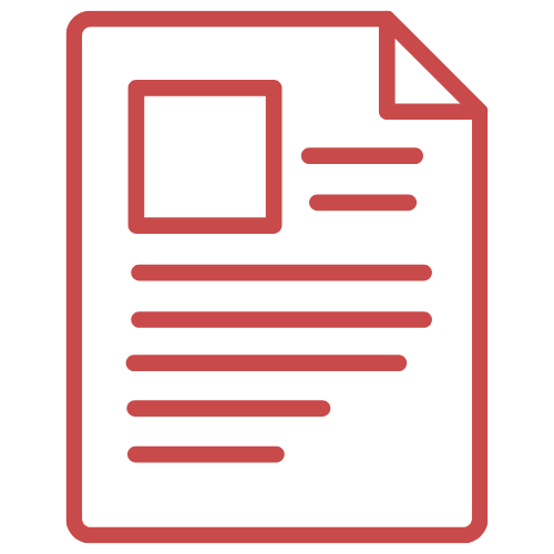 Icon of a document with a picture and lines of text.