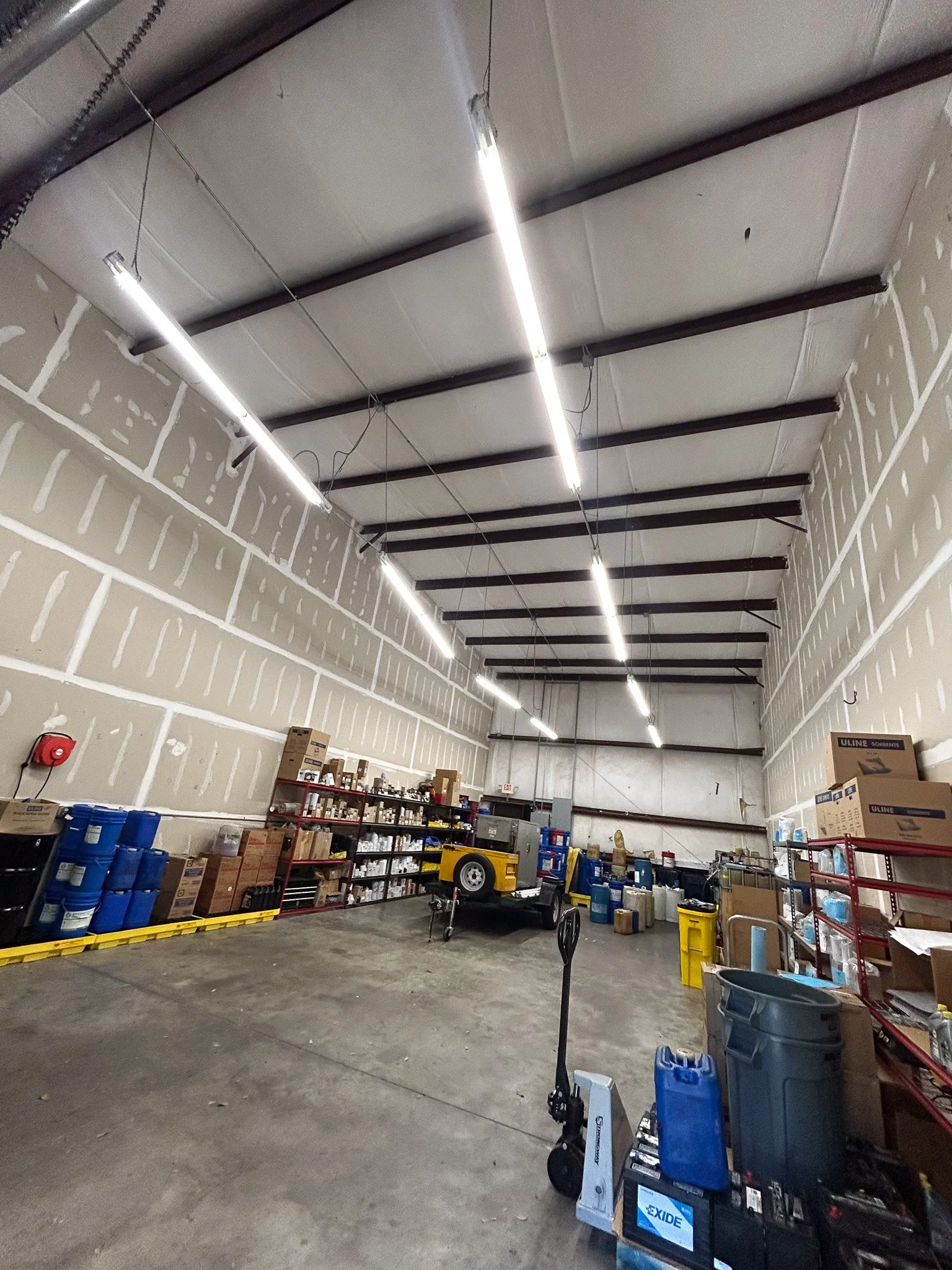 Electrical work example within a client's warehouse