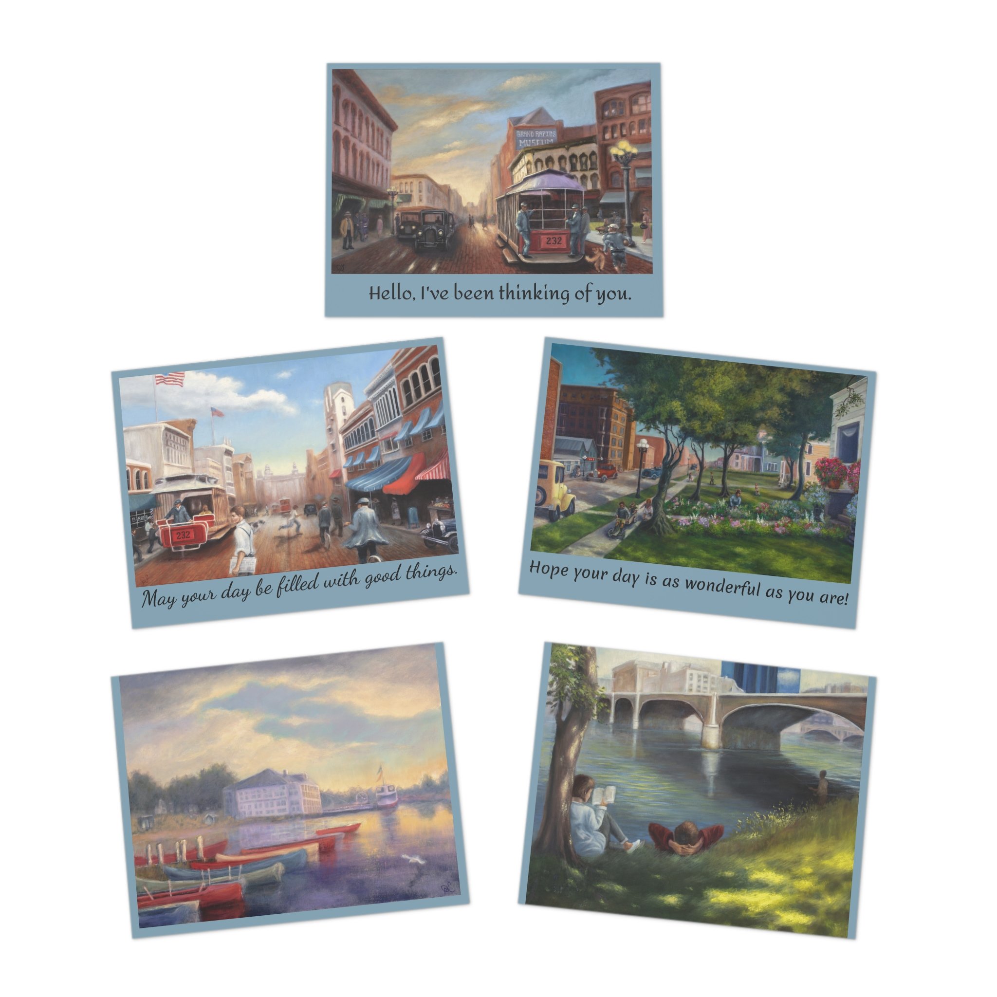 Greeting Cards 5-Pack — Scenic Town Art Cards