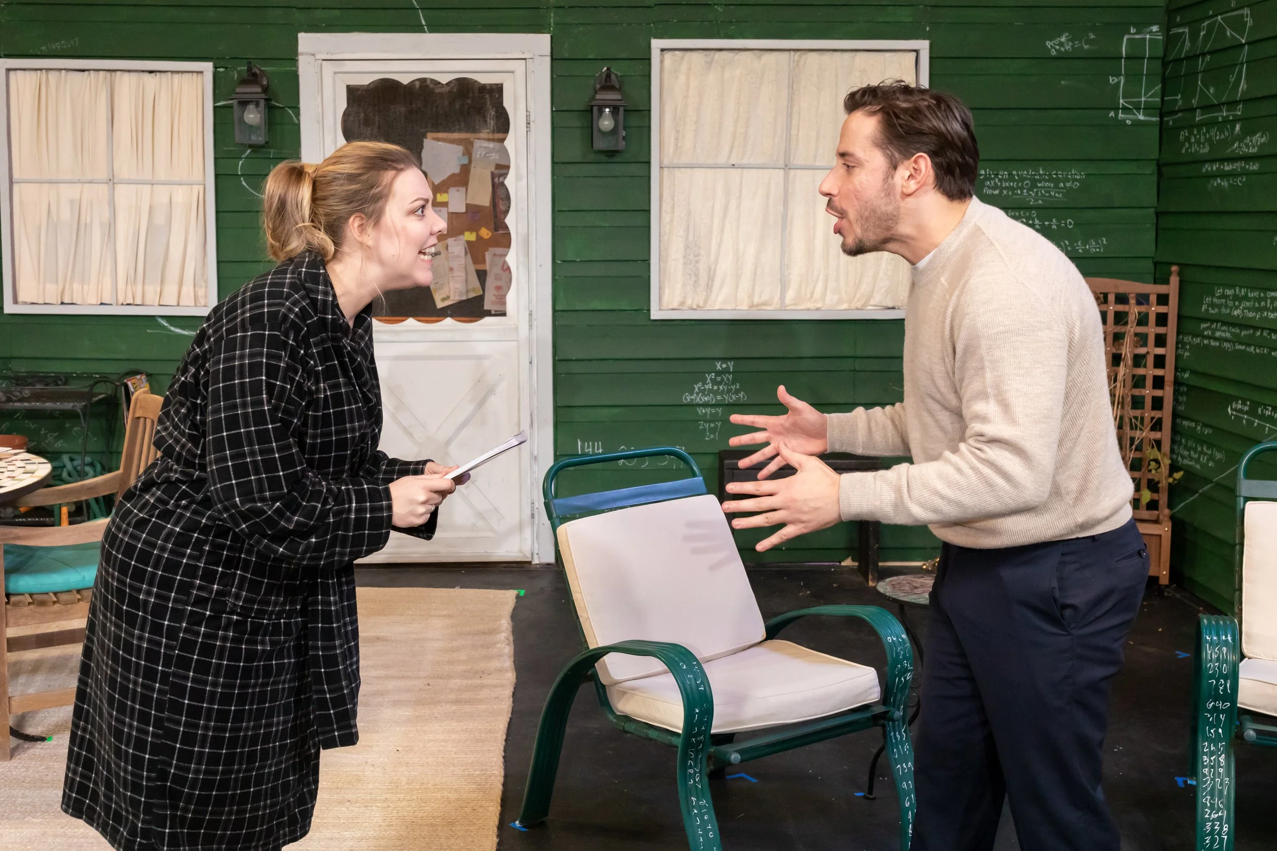 Two characters arguing onstage in the play “Proof” by David Auburn