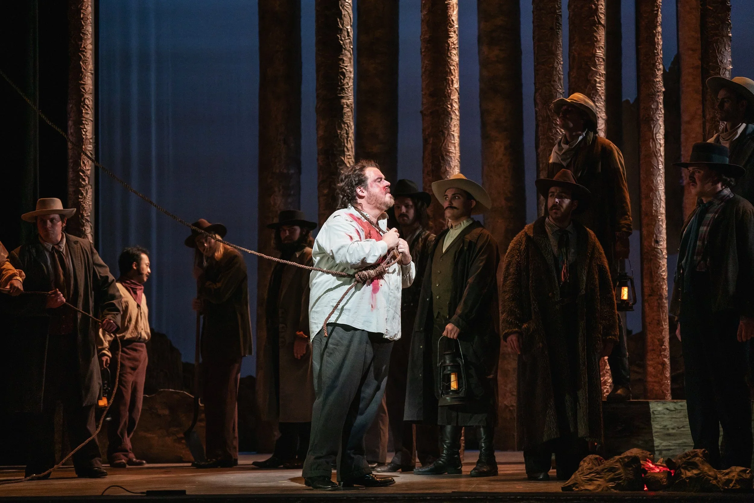 Image of the execution scene with the gallows in the opera “La Fanciulla del West”