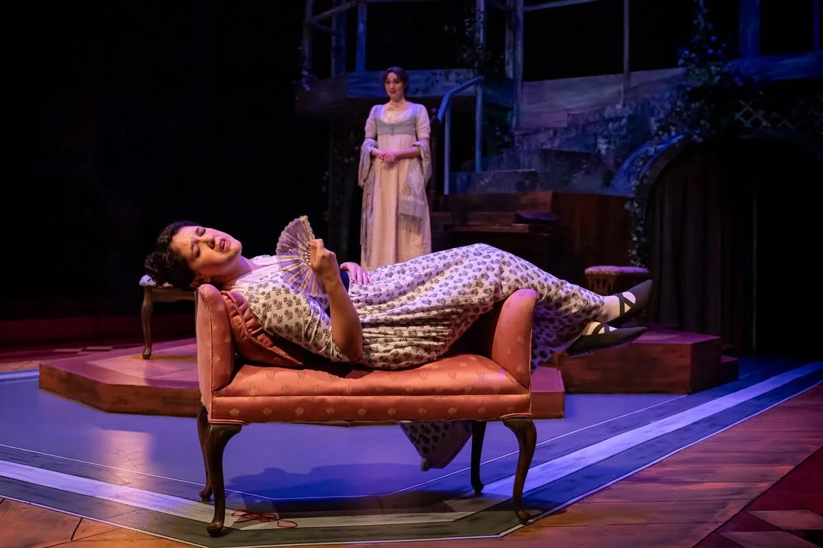 A dramatic pose on a couch in the play “Persuasion” by Jane Austen, adapted by Sarah Rose Kearns