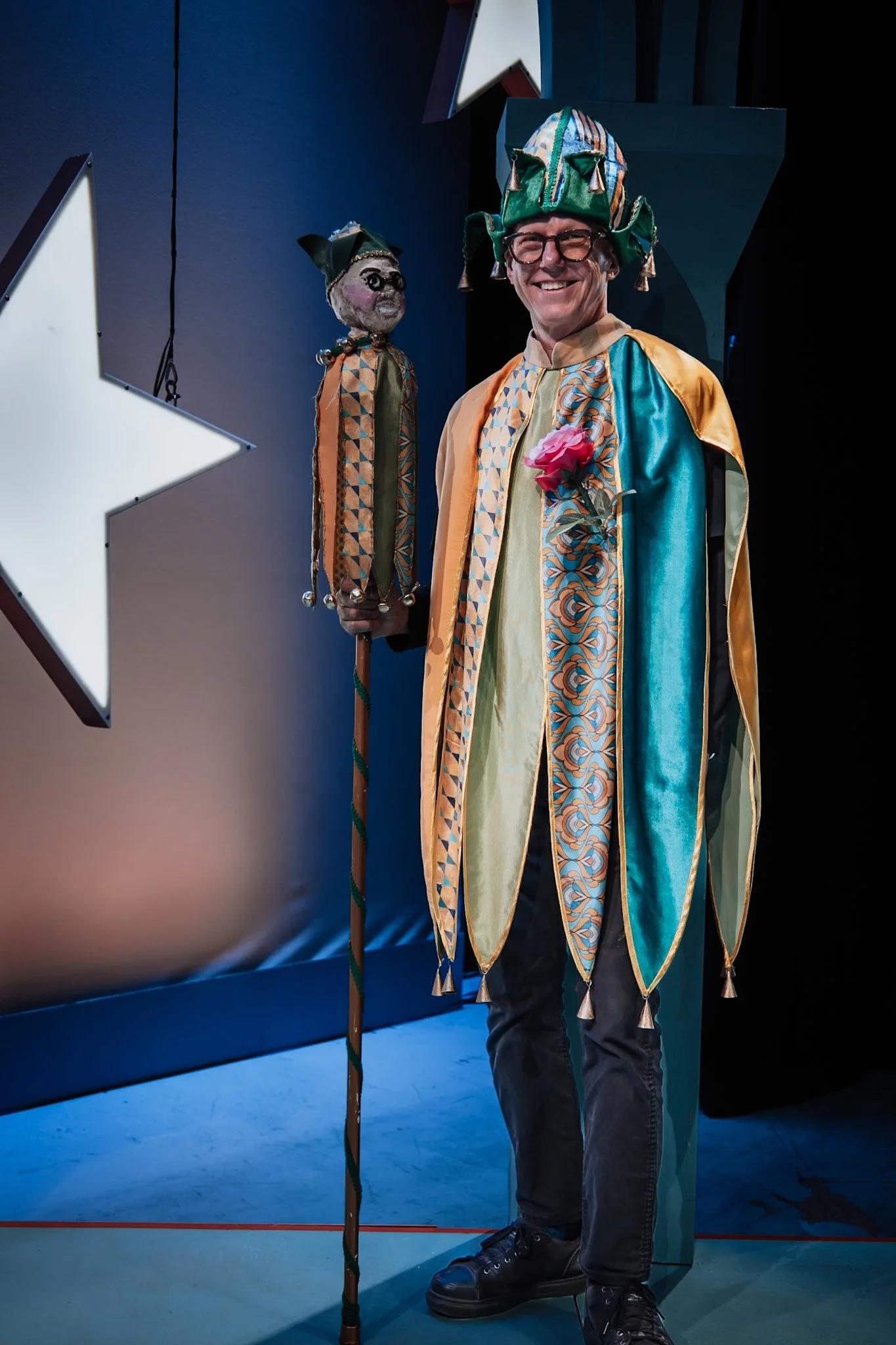 The jester staff with matching costume pieces in the opera “Once Upon a Mattress”