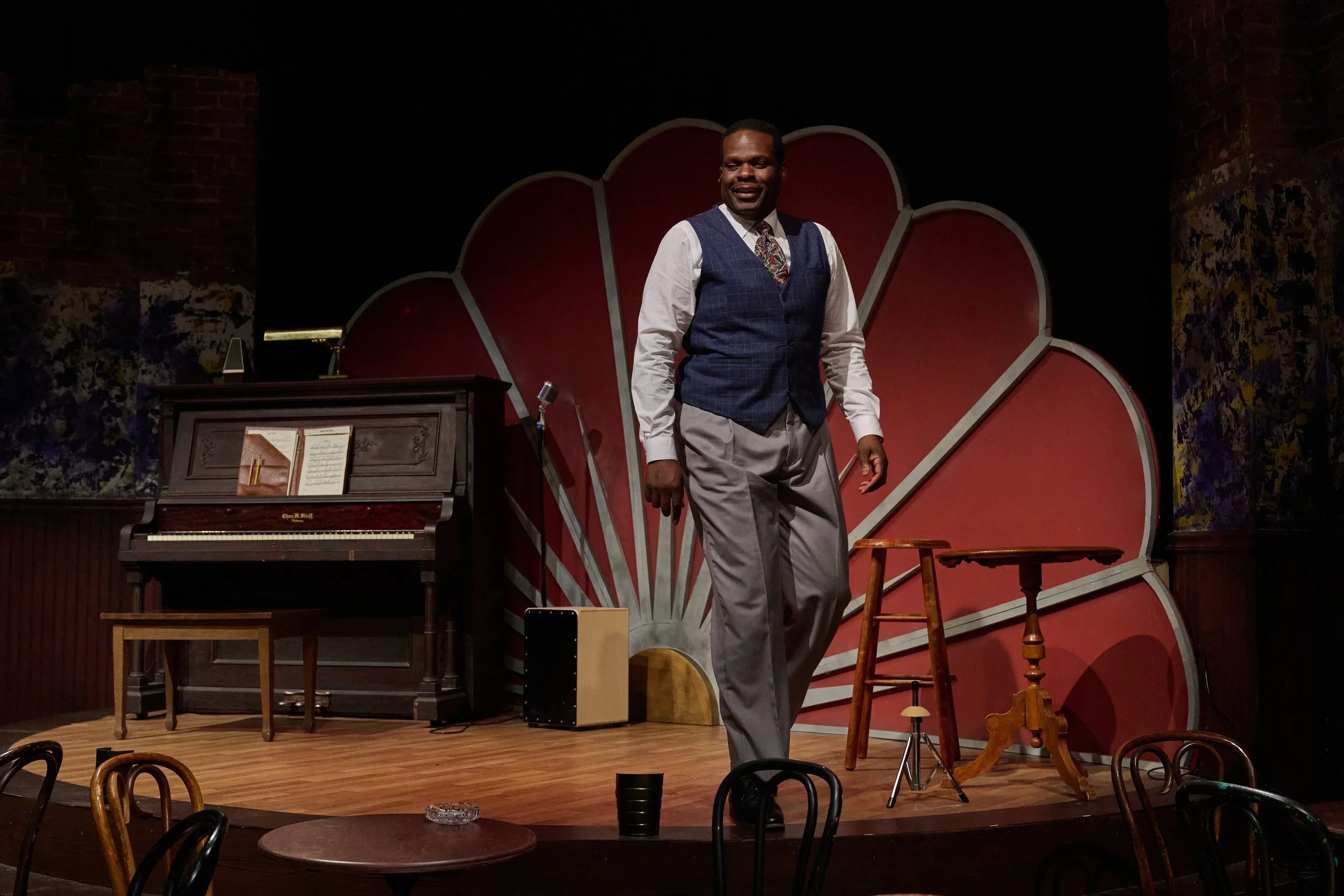 Close-up of the bandshell area in the jazz club set of the play “Paradise Blue” by Dominique Morisseau