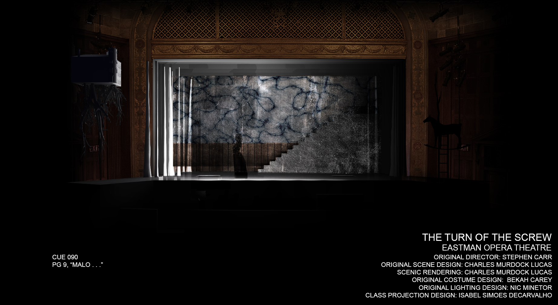 Photoshop rendering of a theoretical projection design for the opera “Turn of the Screw.”