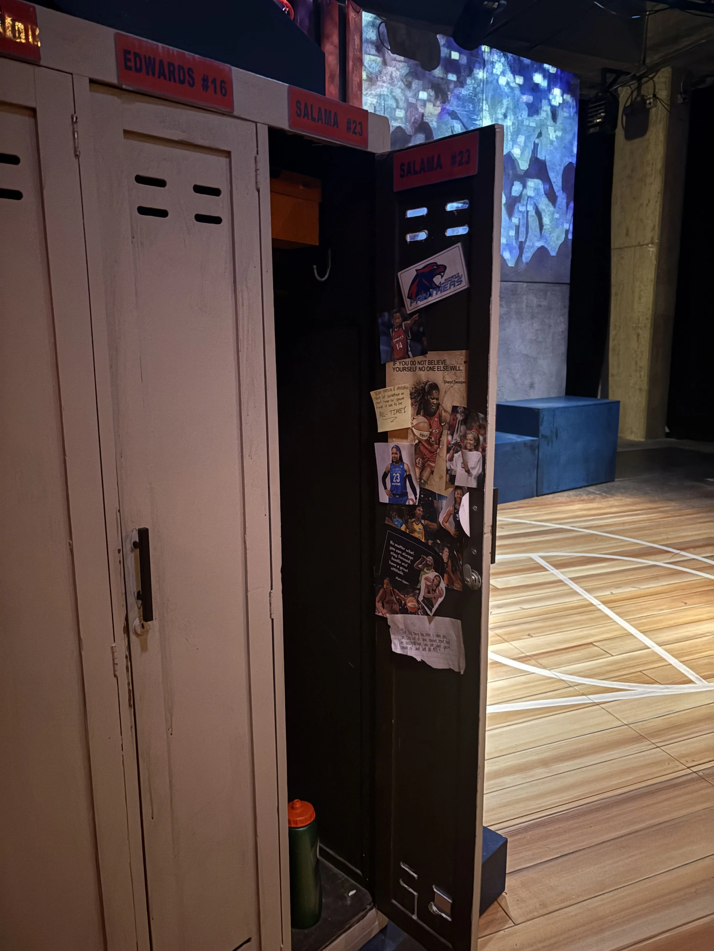 Set-dressed locker for the play “American Fast” by Kareem Fahmy