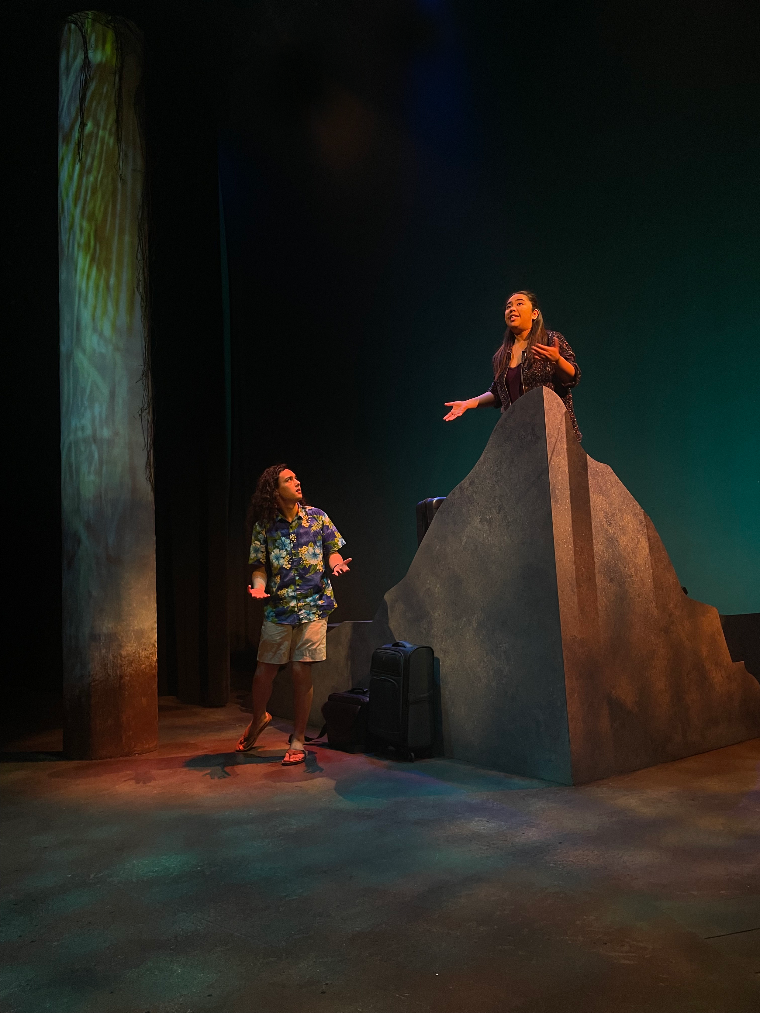 Shot of Bosley and Farrah on the cliff set for the play “Bloodletting” by Boni Alvarez