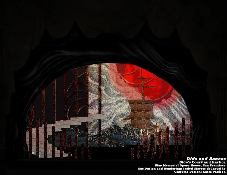 Photoshop rendering of a theoretical scenic design for the opera “Dido and Aeneas.”