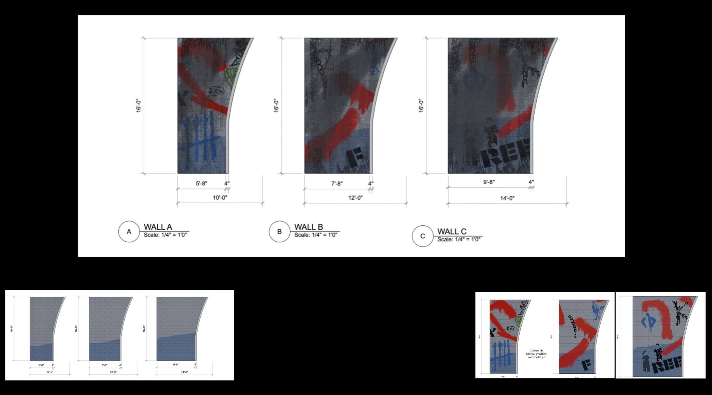 Scenic paint elevations of the set design for Pipeline by Dominique Morisseau