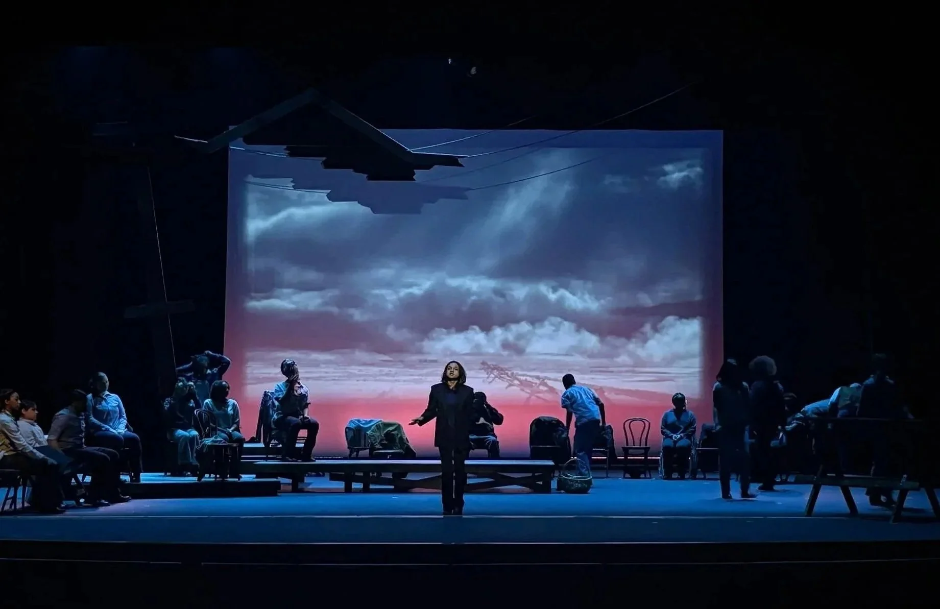 Emotional projection design cue for the play “The Laramie Project” by Moises Kaufman and the Tectonic Theater Project
