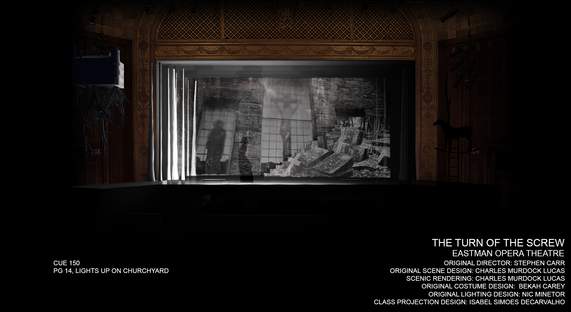 Photoshop rendering of a theoretical projection design for the opera “Turn of the Screw.”