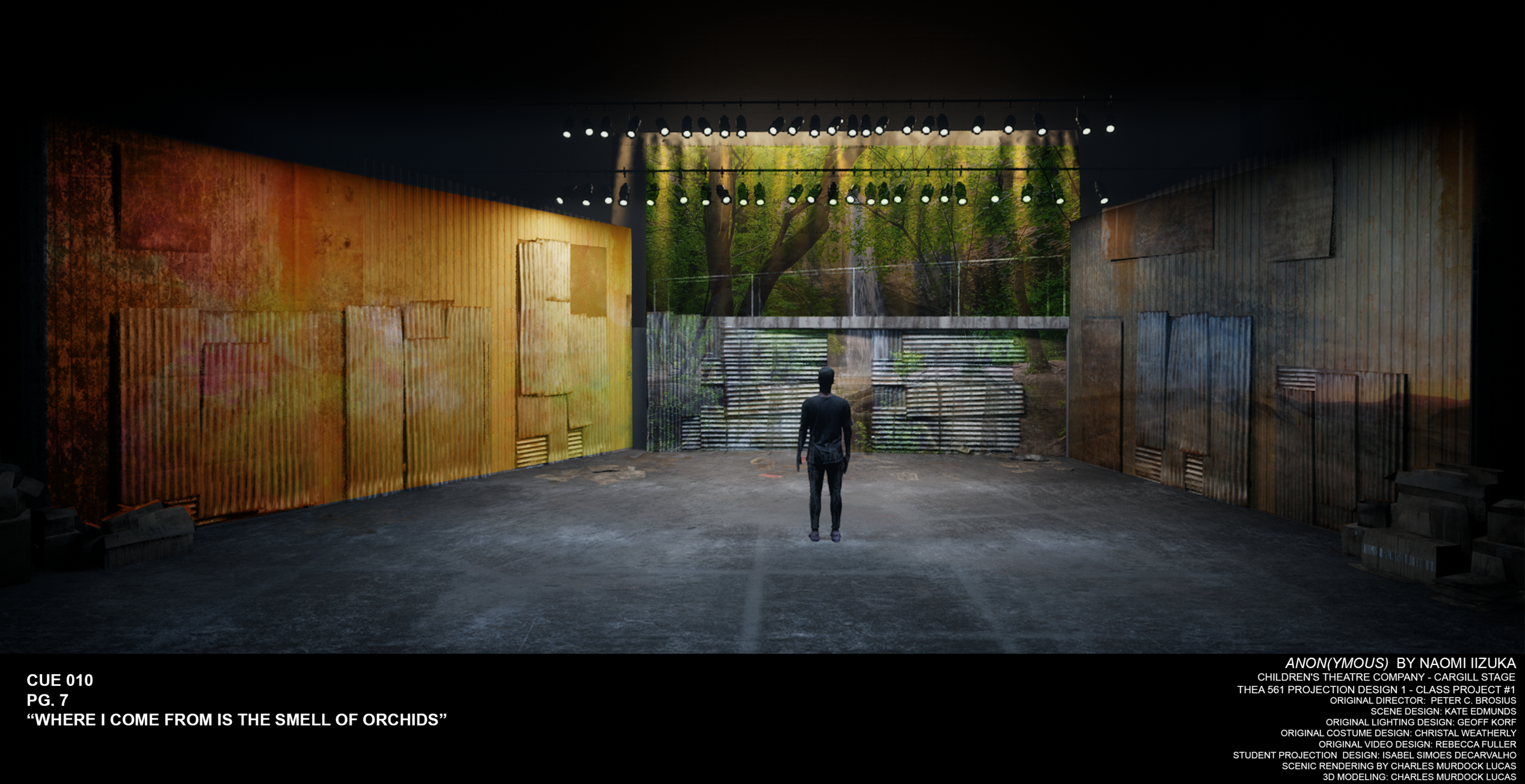 Photoshop rendering of a theoretical projection design for the play “Anon(ymous).”