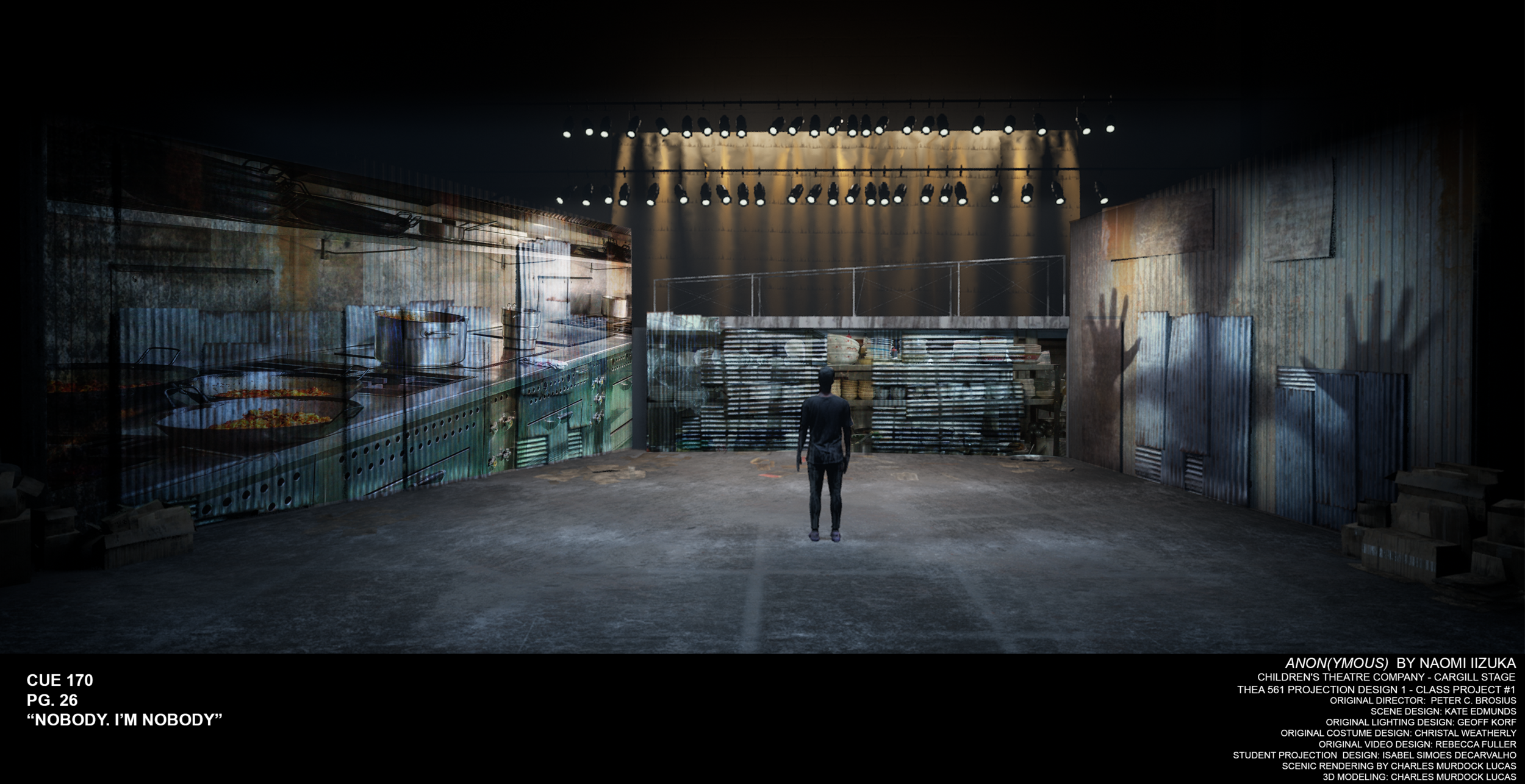 Photoshop rendering of a theoretical projection design for the play “Anon(ymous).”