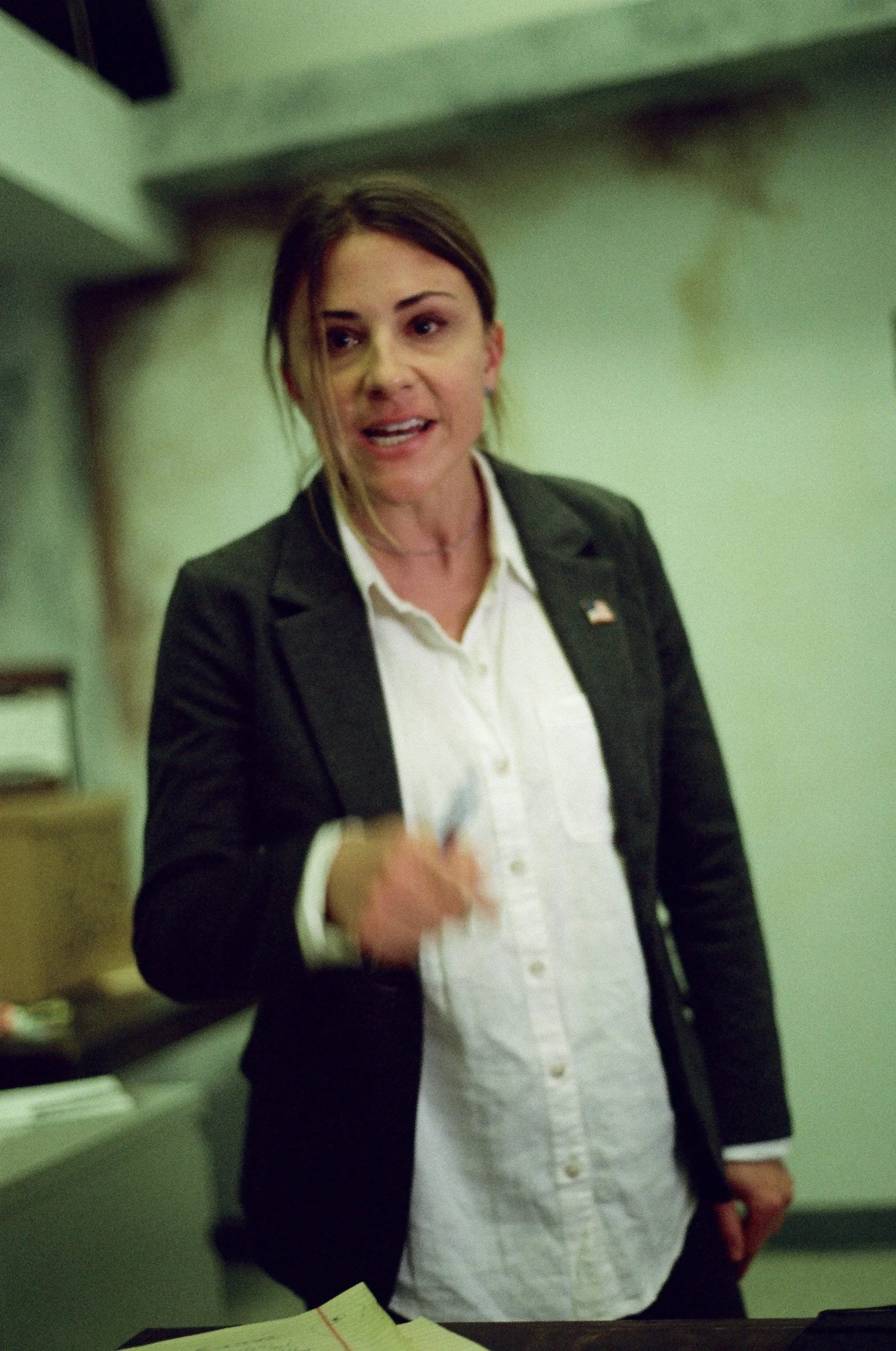 Close up of the detective in the film “Wolf in Lamb’s Skin.”
