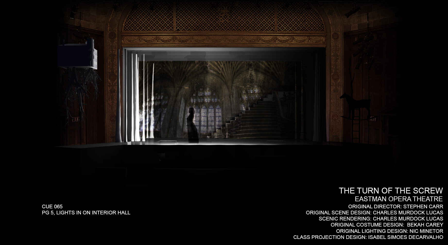 Photoshop rendering of a theoretical projection design for the opera “Turn of the Screw.”
