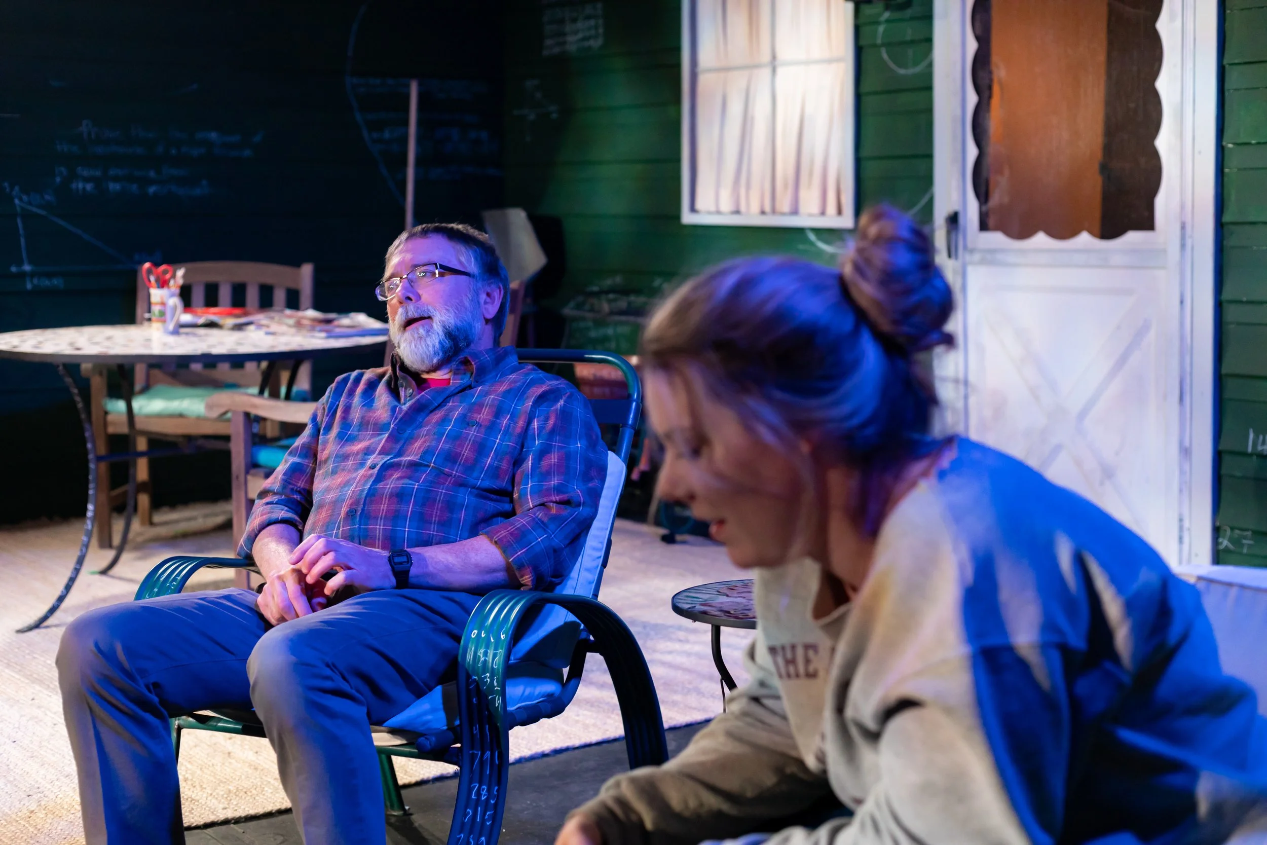 Robert and Catherine conversing shot on the set for the play “Proof” by David Auburn