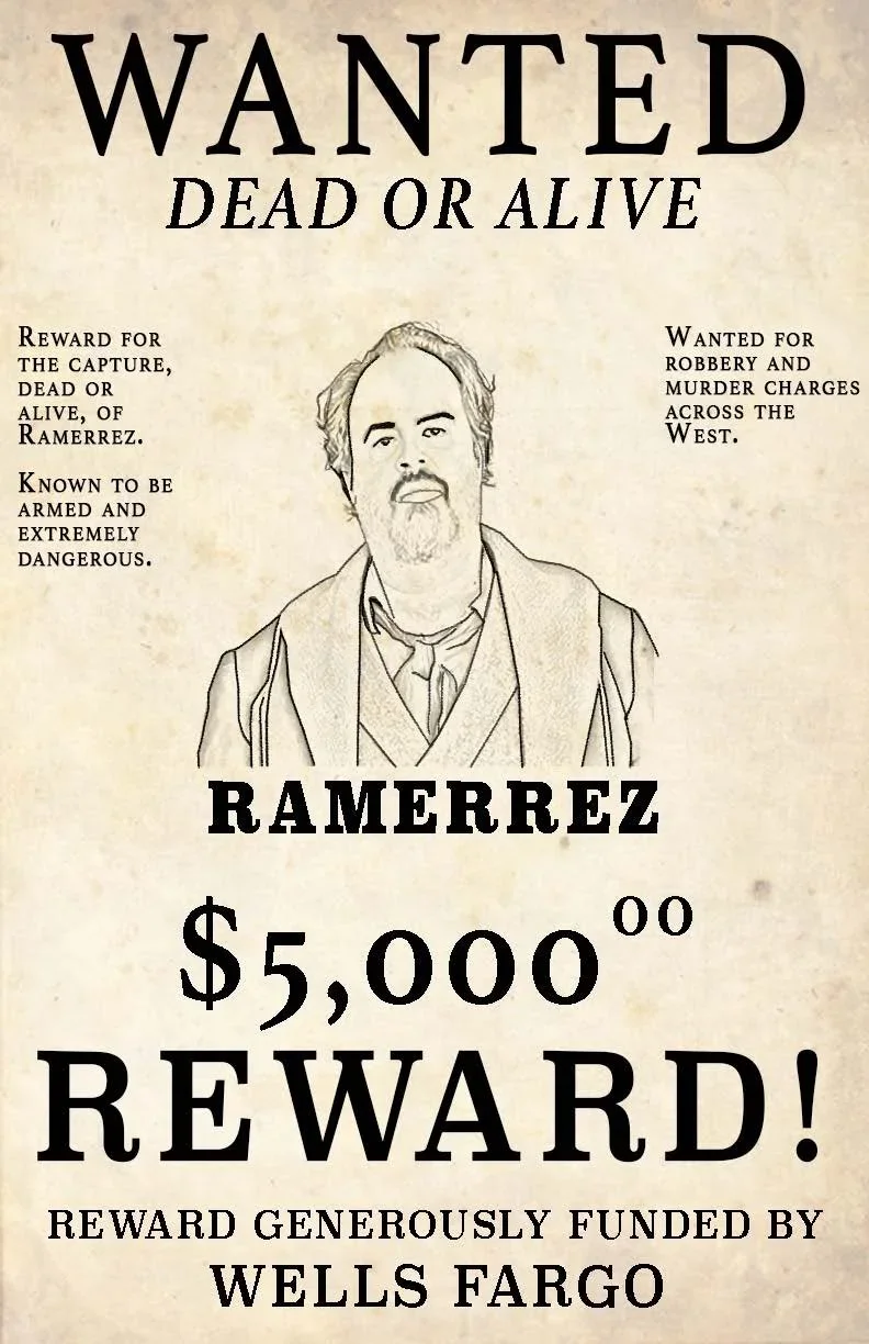 Graphic design of the reward poster prop for the opera “La Fanciulla del West,” created in photoshop