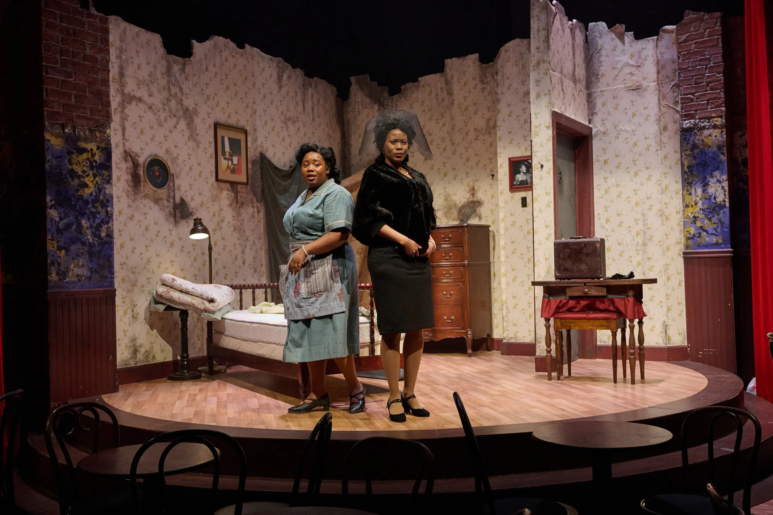 The upstairs bedroom set for the play “Paradise Blue” by Dominique Morisseau