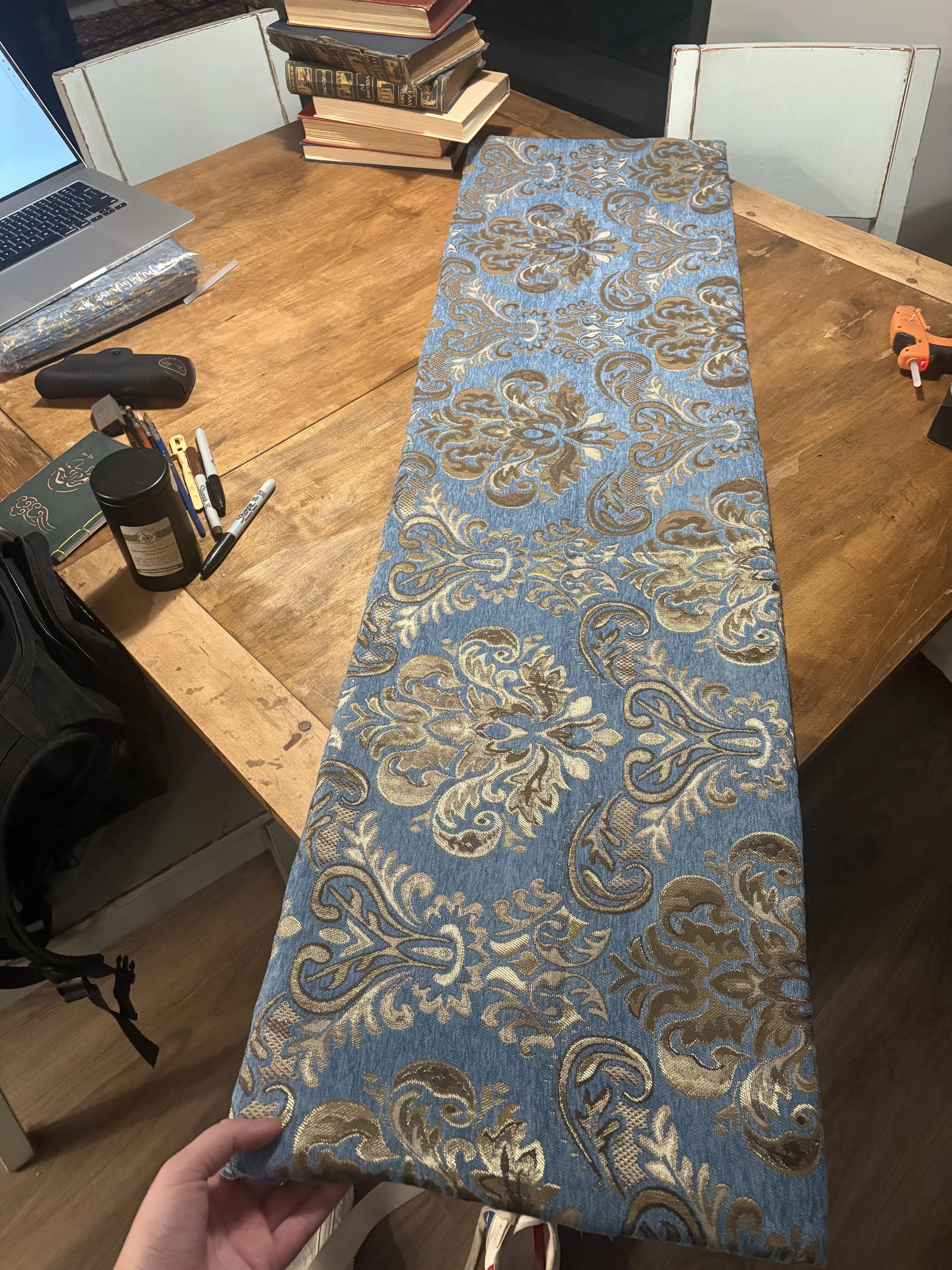 A bench cushion made for the play “Persuasion” by Jane Austen, adapted by Sarah Rose Kearns