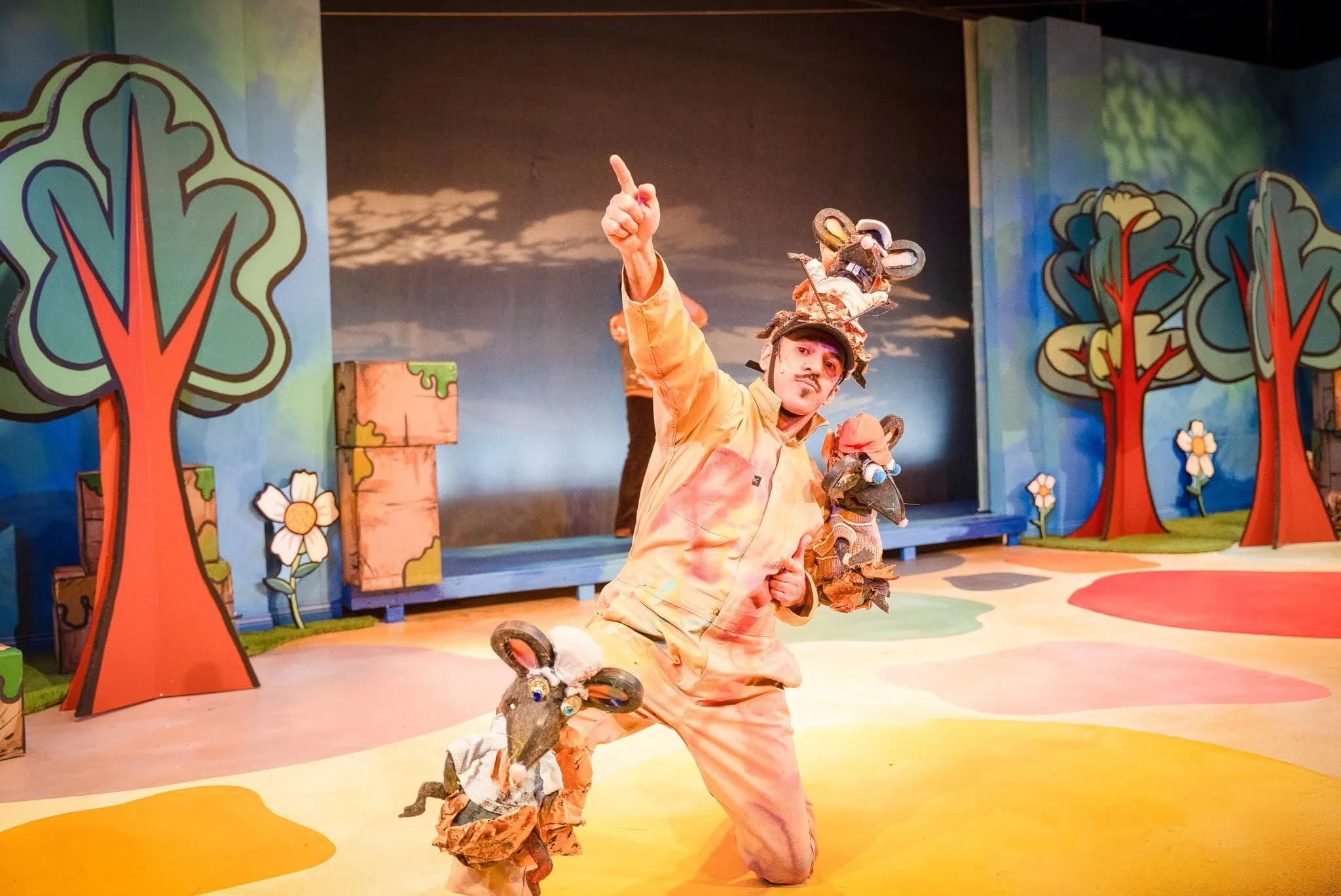 Final design of the three rat puppet brothers for the theater kids’ show “Séneca, The Library Mouse” by Jorge Diaz
