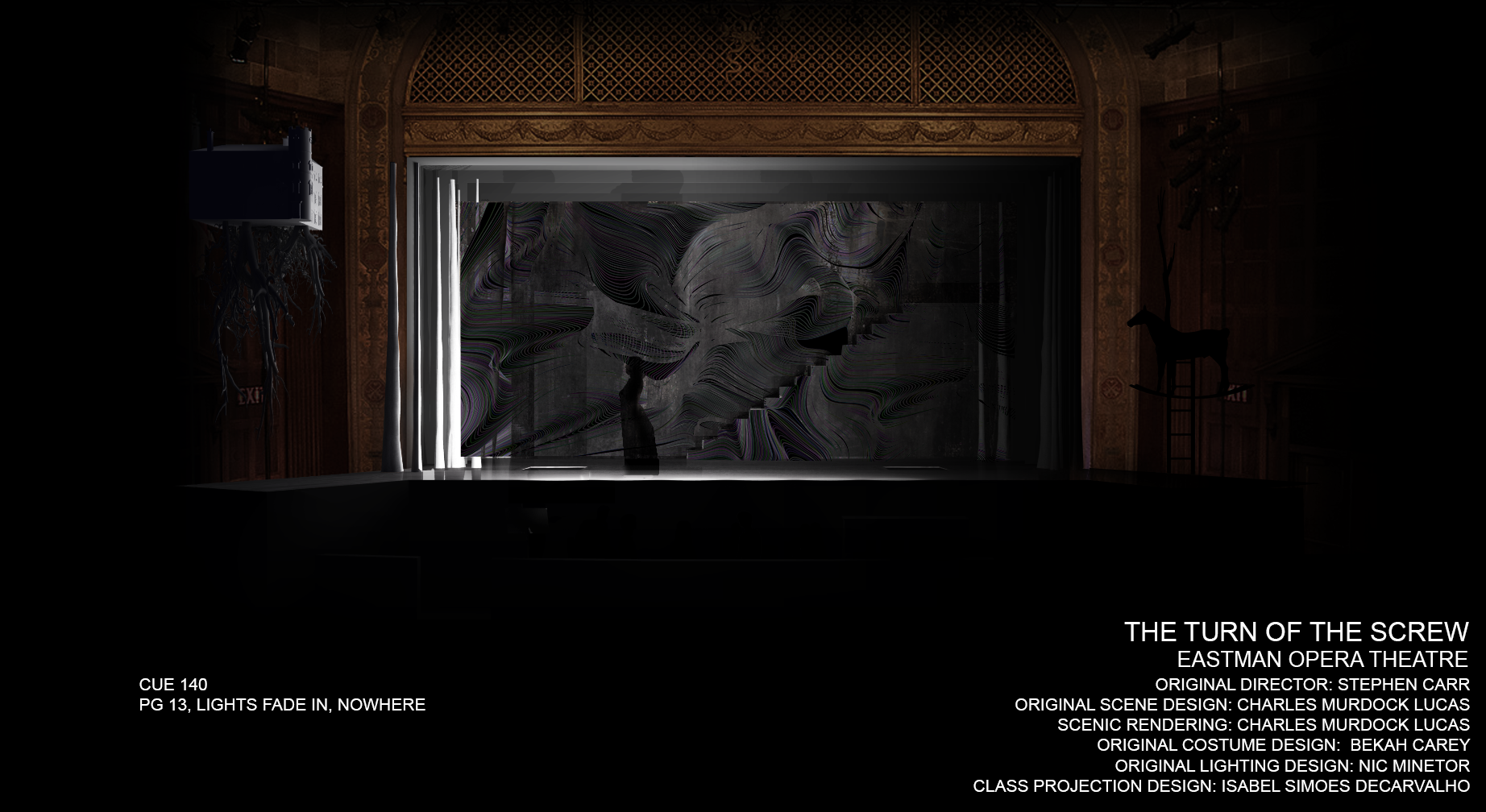 Photoshop rendering of a theoretical projection design for the opera “Turn of the Screw.”