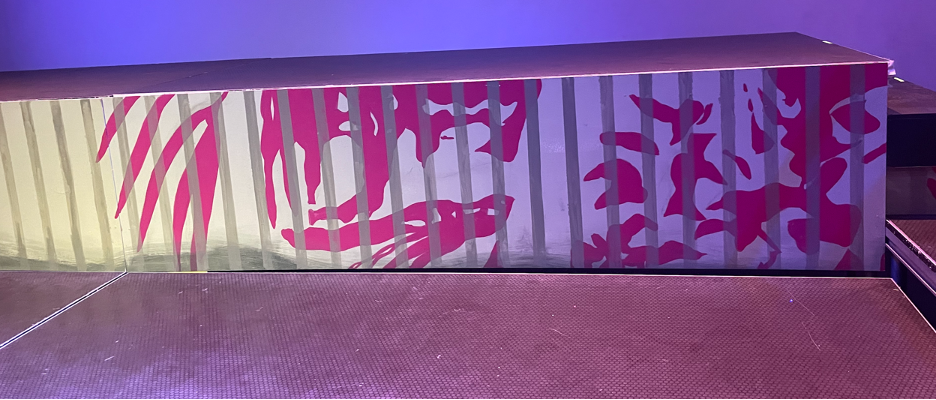 Painting process photo of the platform facing for the world premiere Opera “The Magic Hummingbird”
