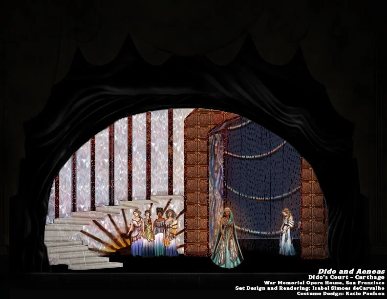 Photoshop rendering of a theoretical scenic design for the opera “Dido and Aeneas.”