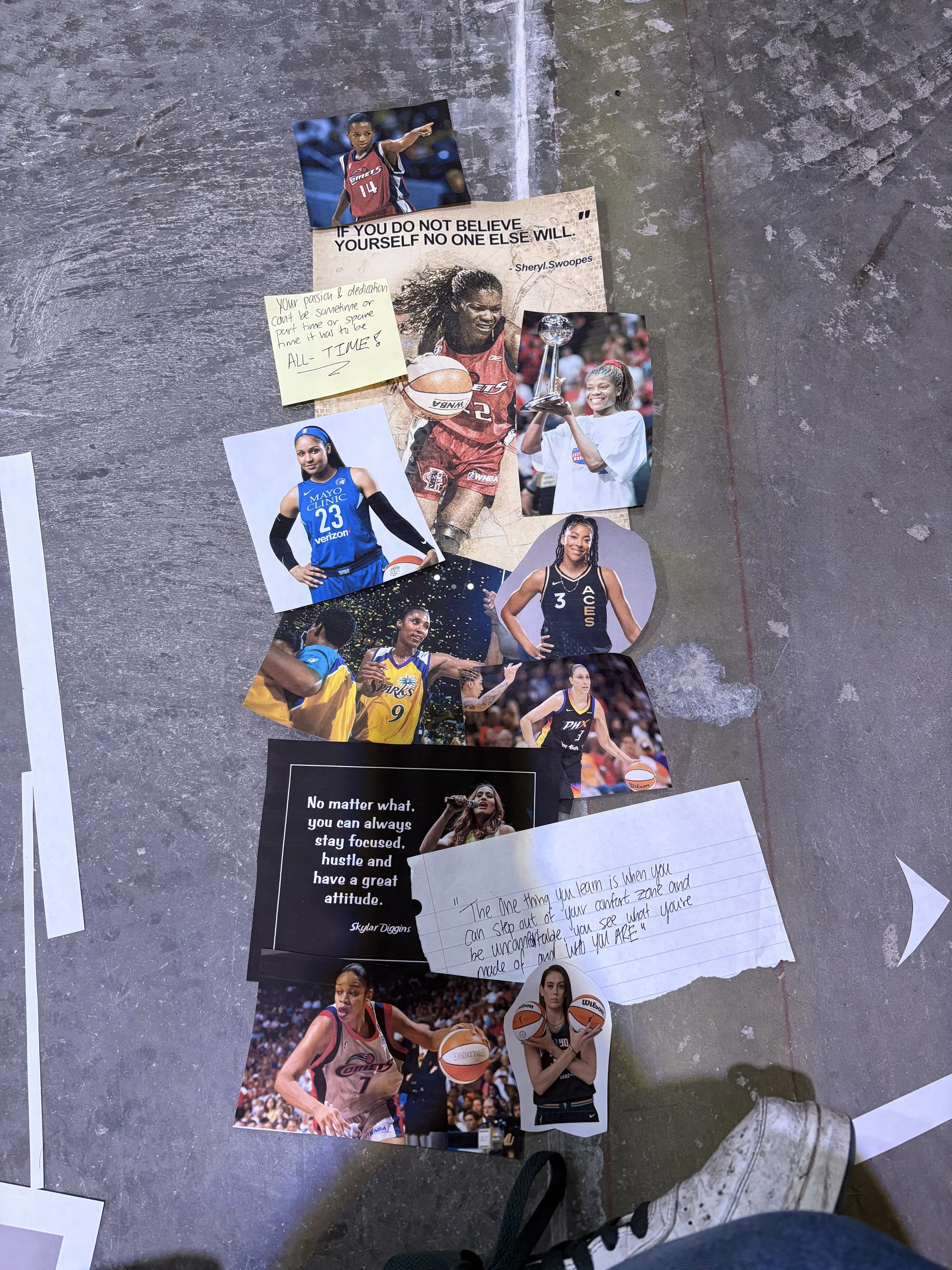 Designed inspirational collage for a female basketball player for set dressing in the play “American Fast” by Kareem Fahmy