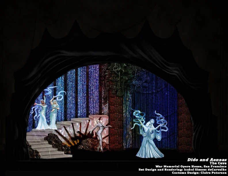 Photoshop rendering of a theoretical scenic design for the opera “Dido and Aeneas.”