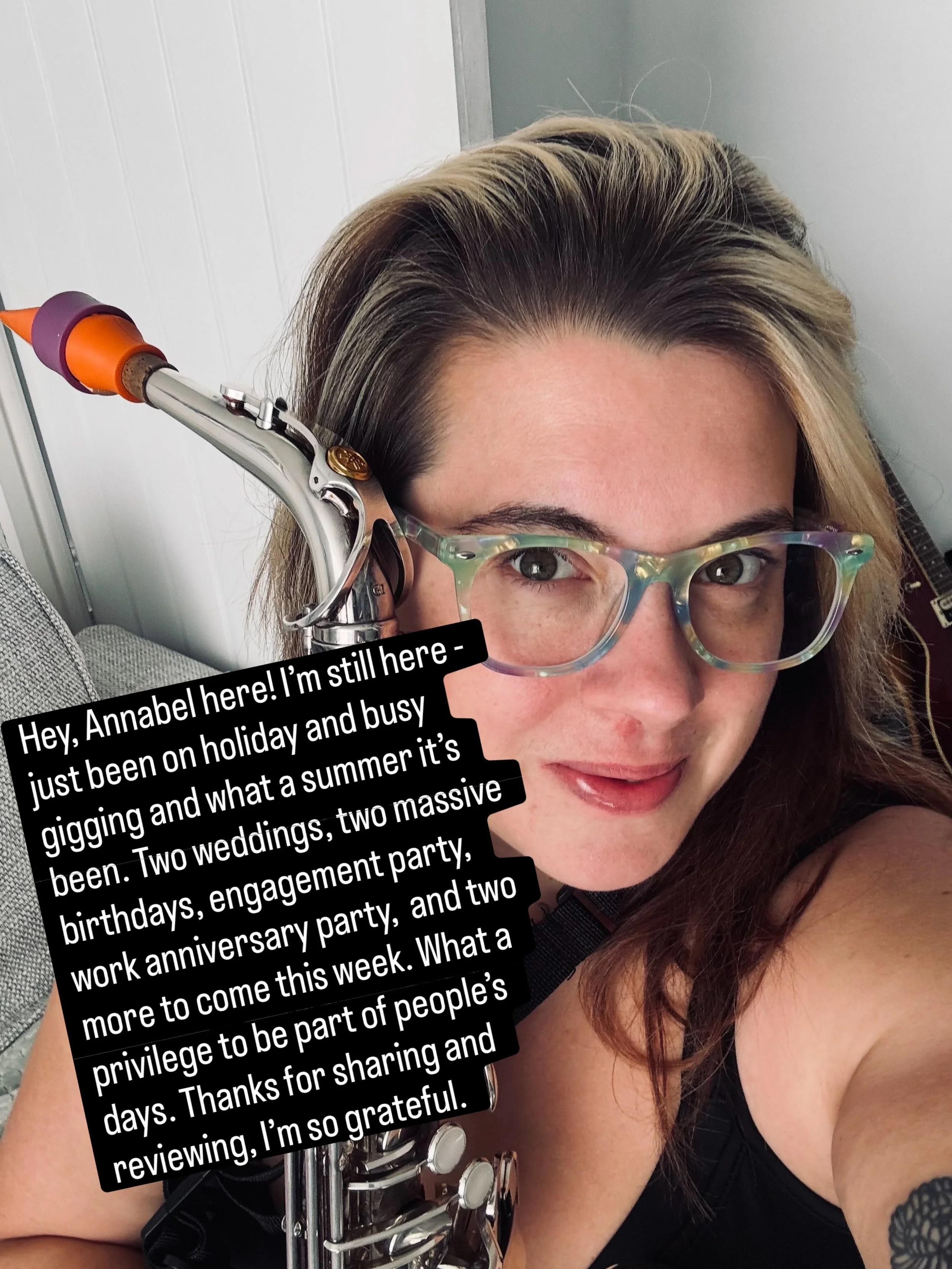 Cheers everyone it&rsquo;s been a wicked summer. 🎷 let&rsquo;s keep it up! Hire me ⬆️ click the link in bio to get in touch, or message me, and remember - sax lessons available Mondays too! 💕