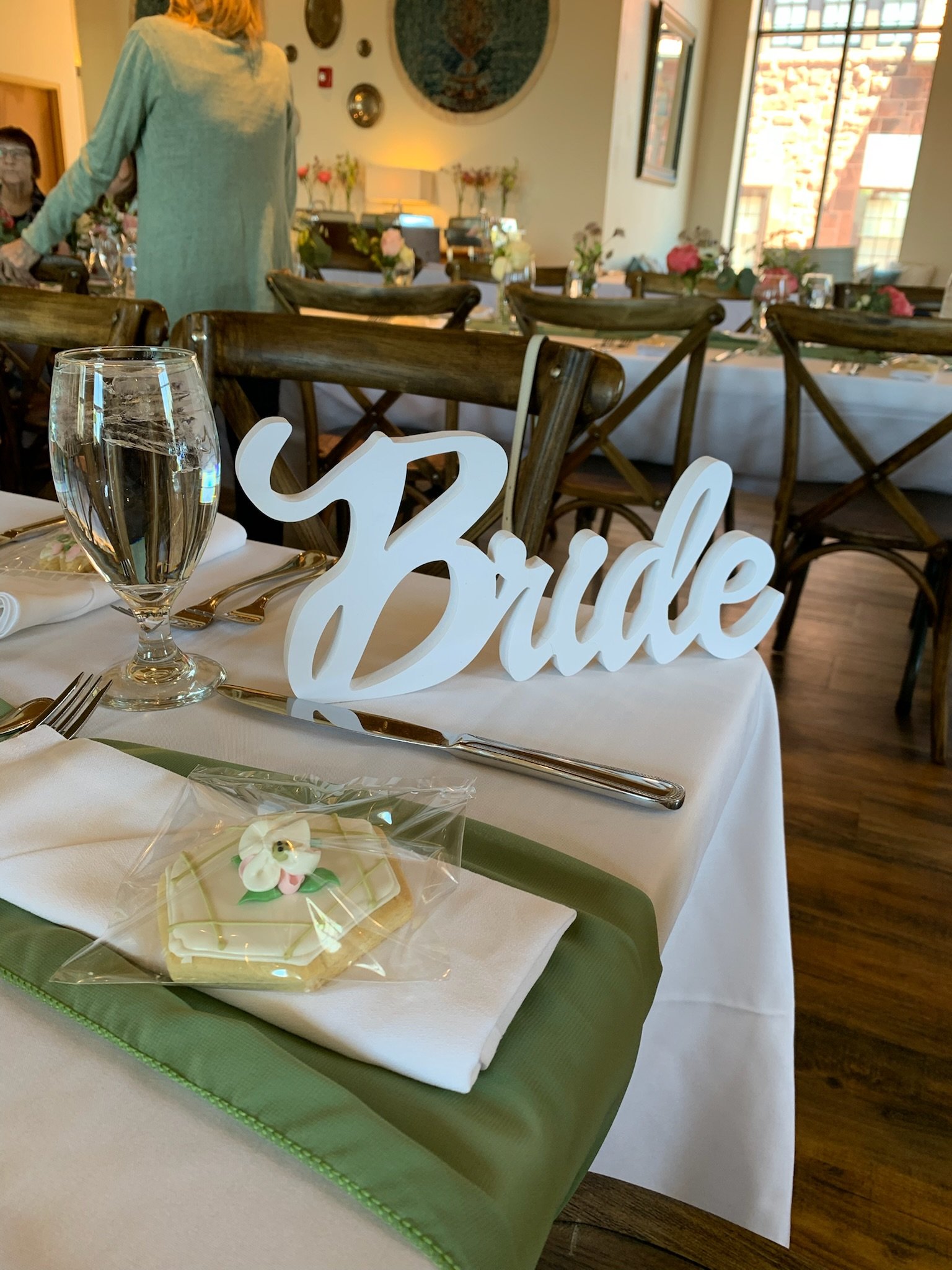 Table decorated for a celebration with a white