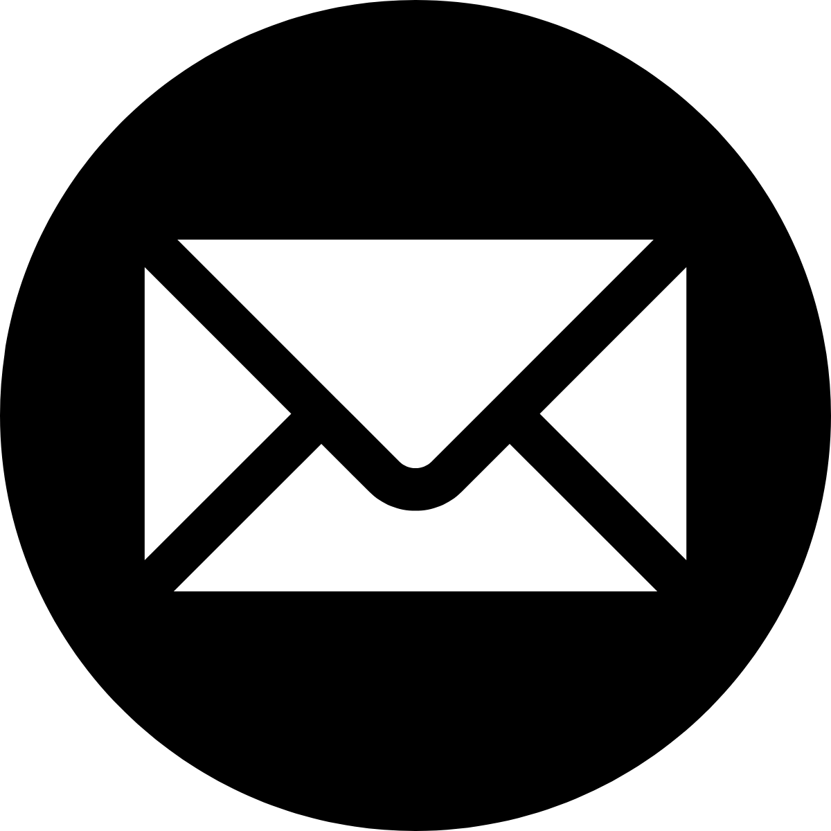 Black icon of an envelope or mail in a square outline.