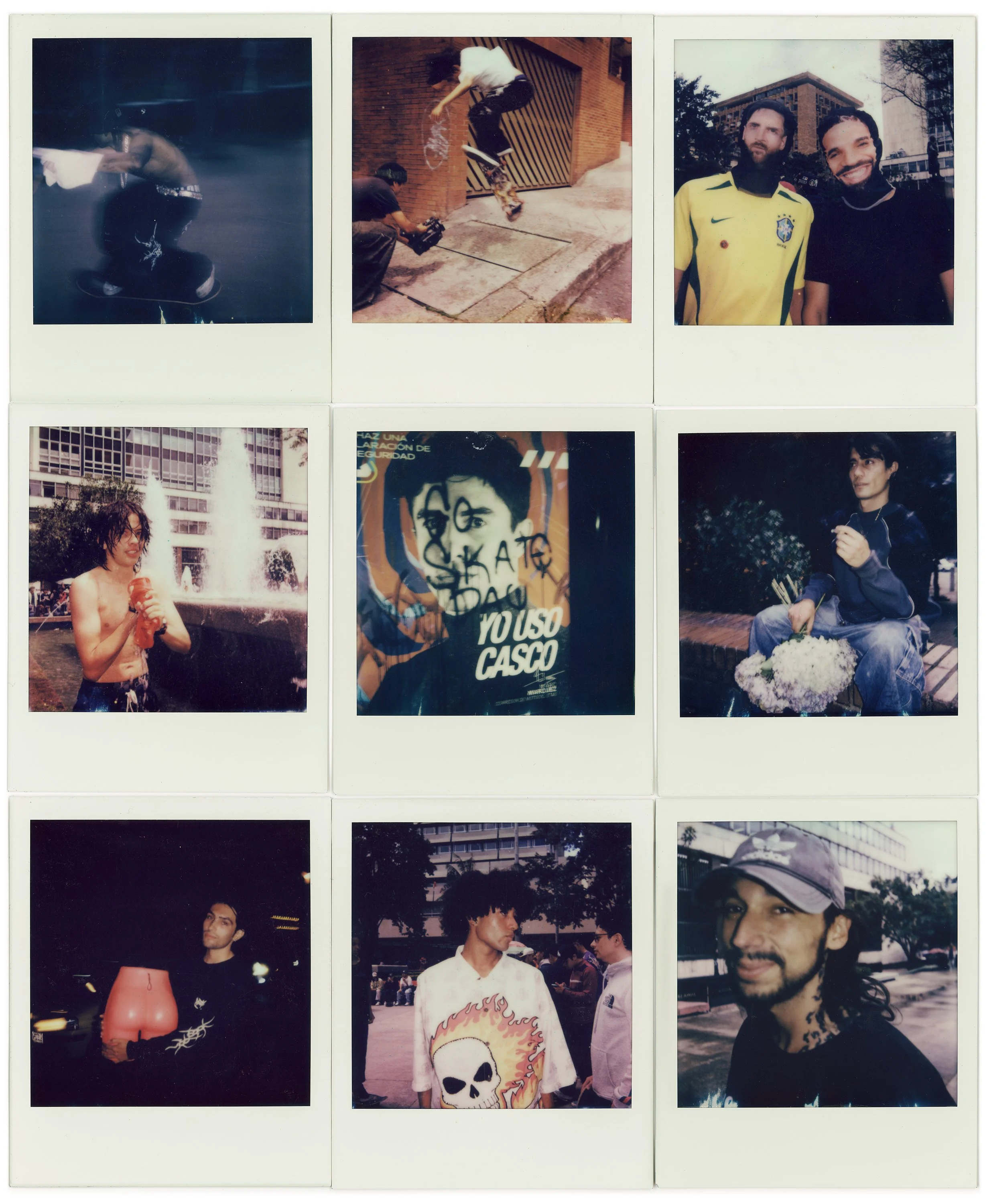 Collage de varias fotografías de personas en diferentes situaciones y lugares, algunos tomando fotos, otros posando, con fondos urbanos y naturales.