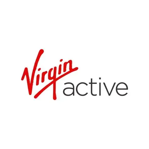 Virgin Active logo with red cursive 'Virgin' and black 'active' text.
