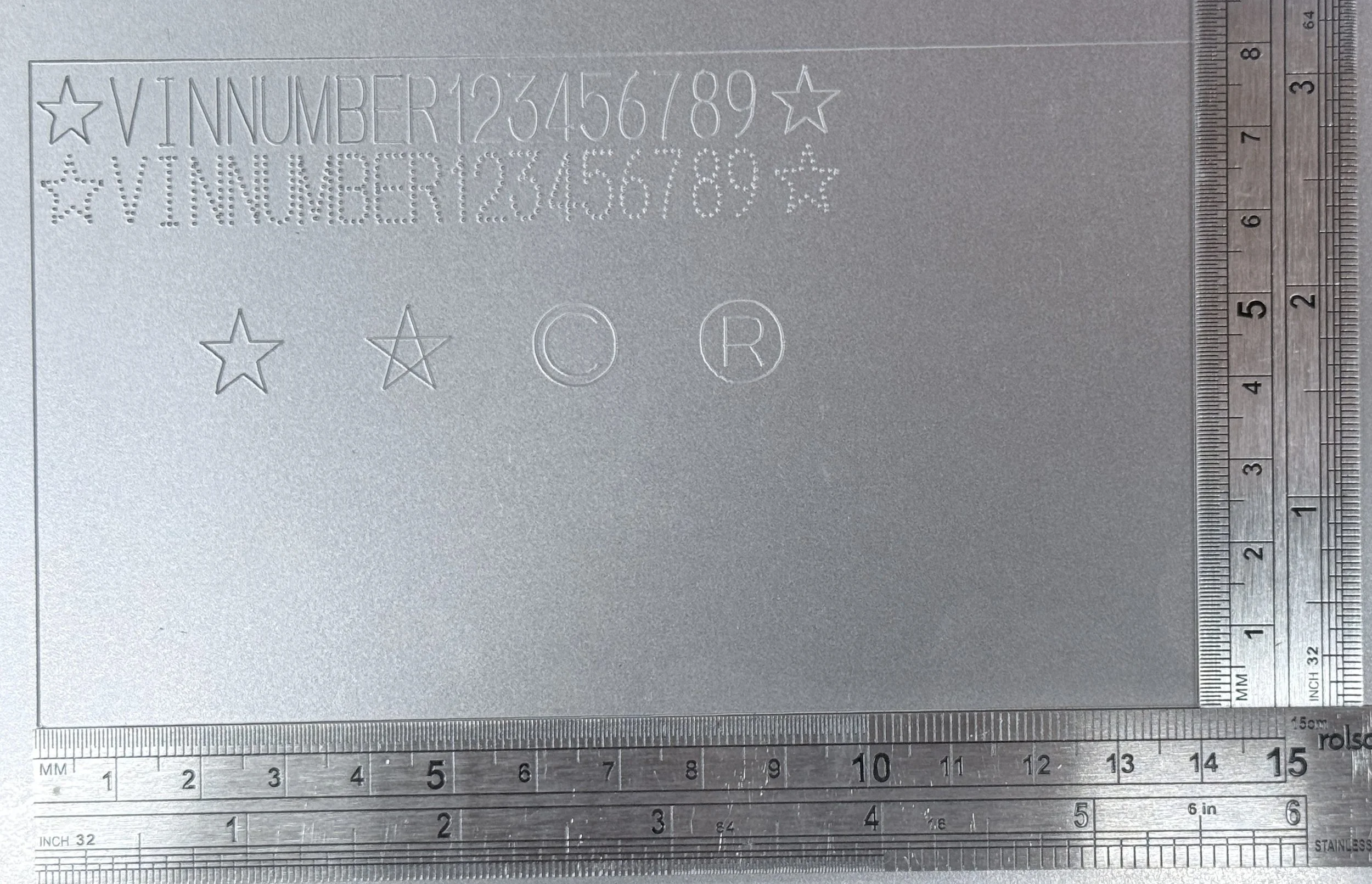 VIN NUMBER ENGRAVING ON VIN PLATE OR SHEET STEEL