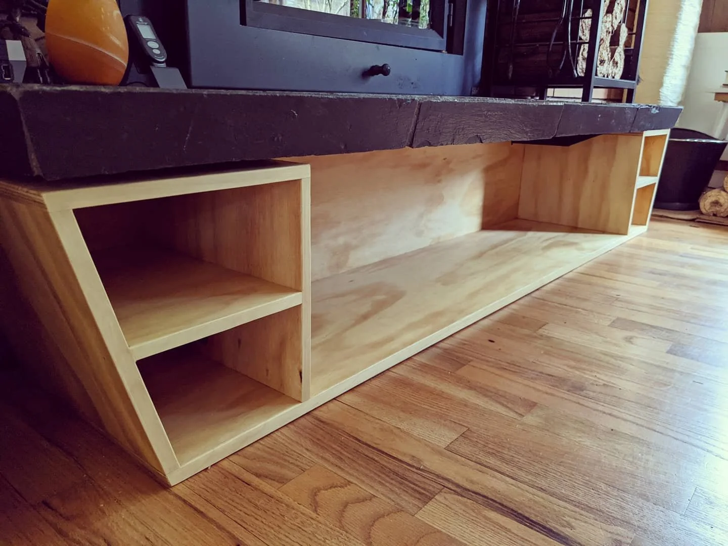 Fireplace shelf unit, design and build by me