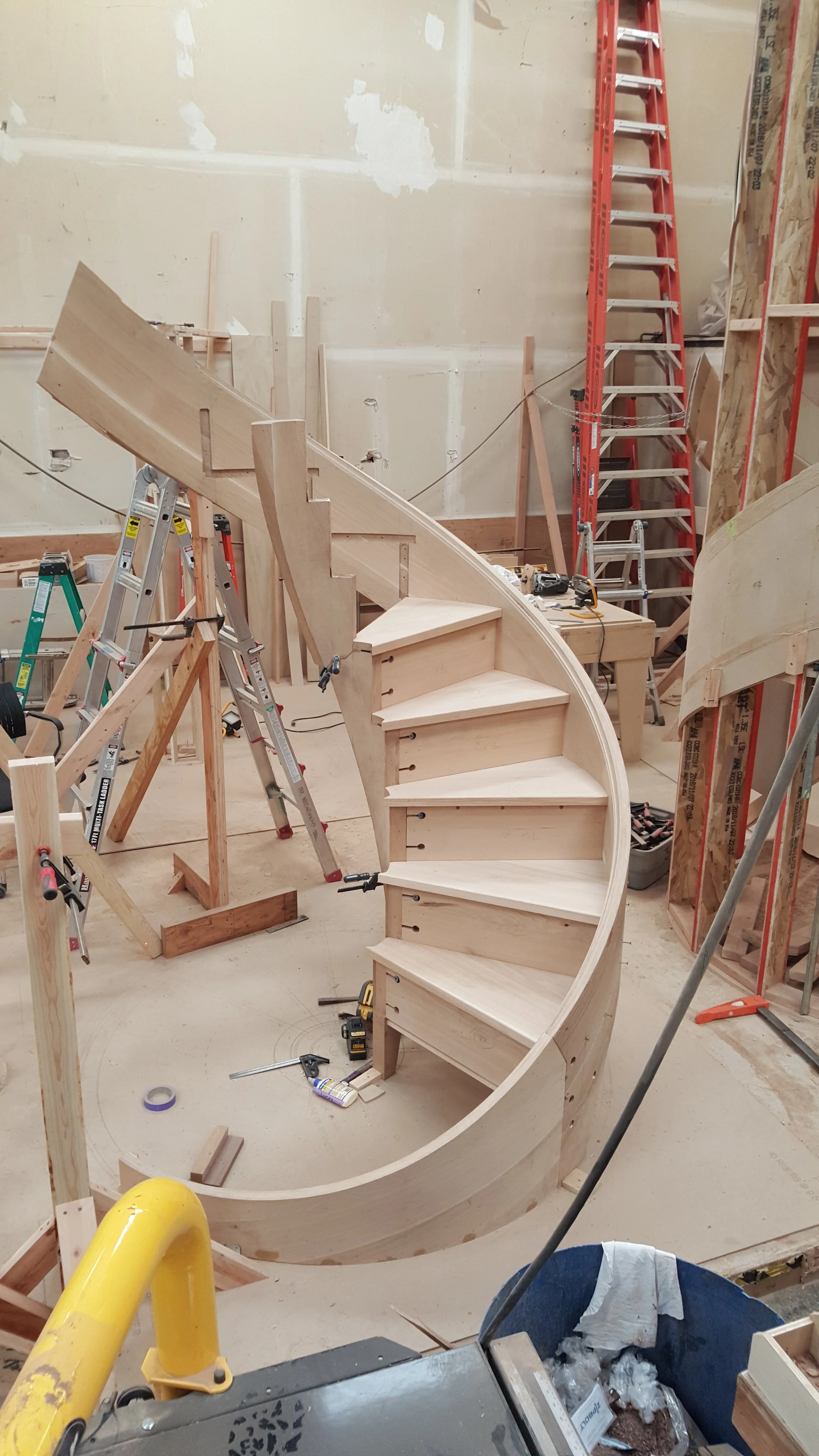 Stair beginnings, design by others, built by me as an employee at NK Woodworking