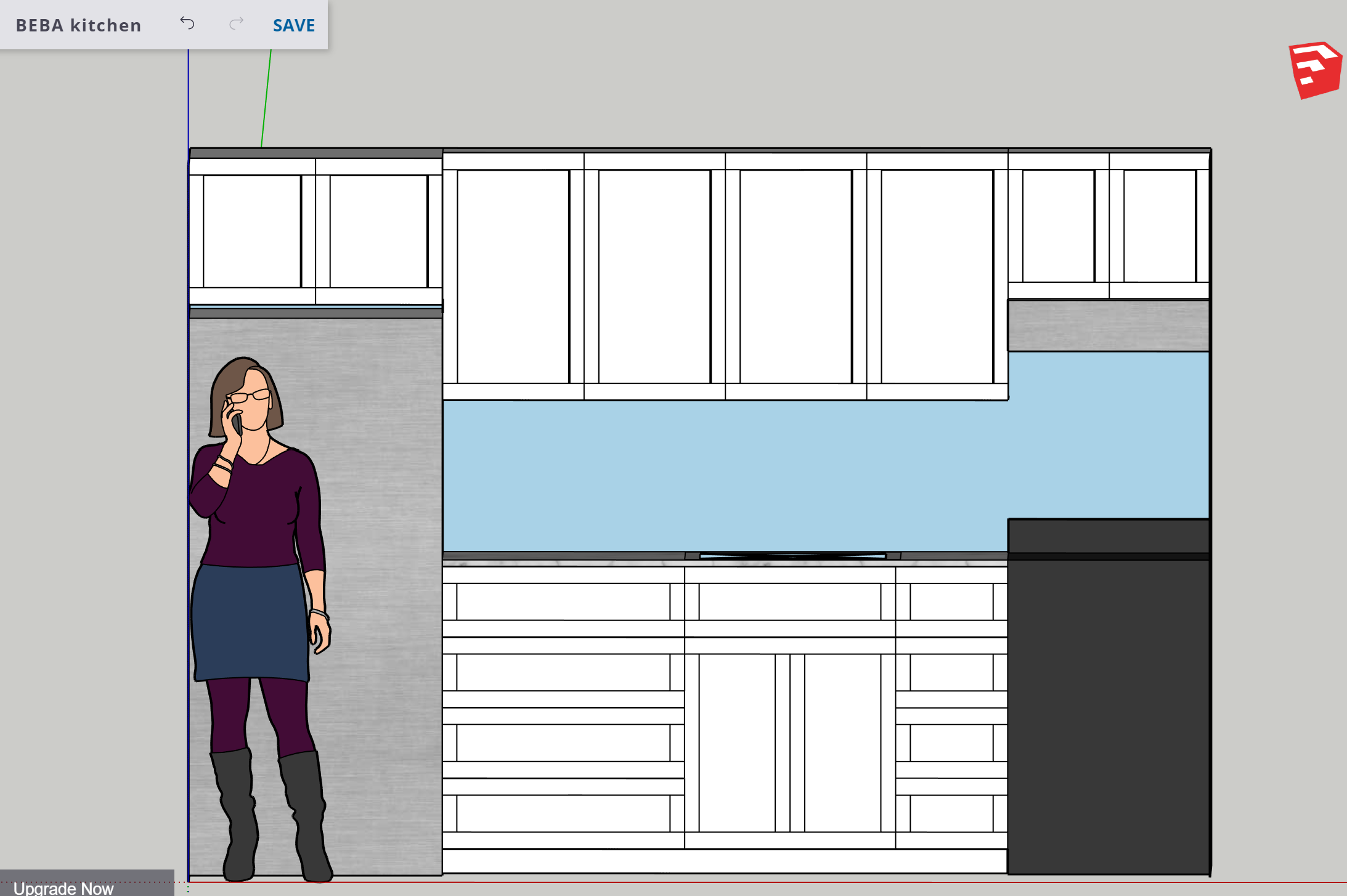 Sketchup rendering for a kitchen cabinet remodel