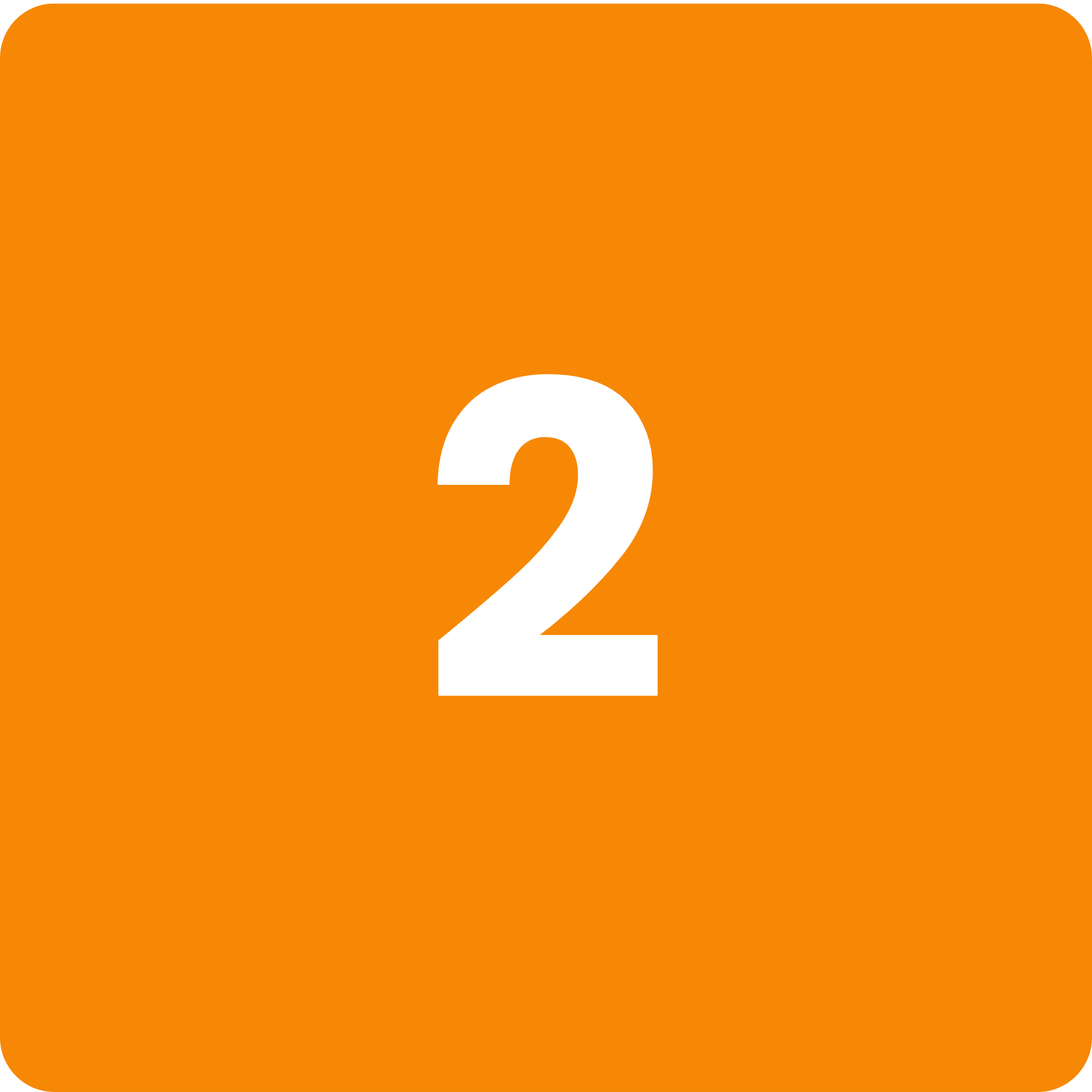 Orange background with large white number 2 in the center.