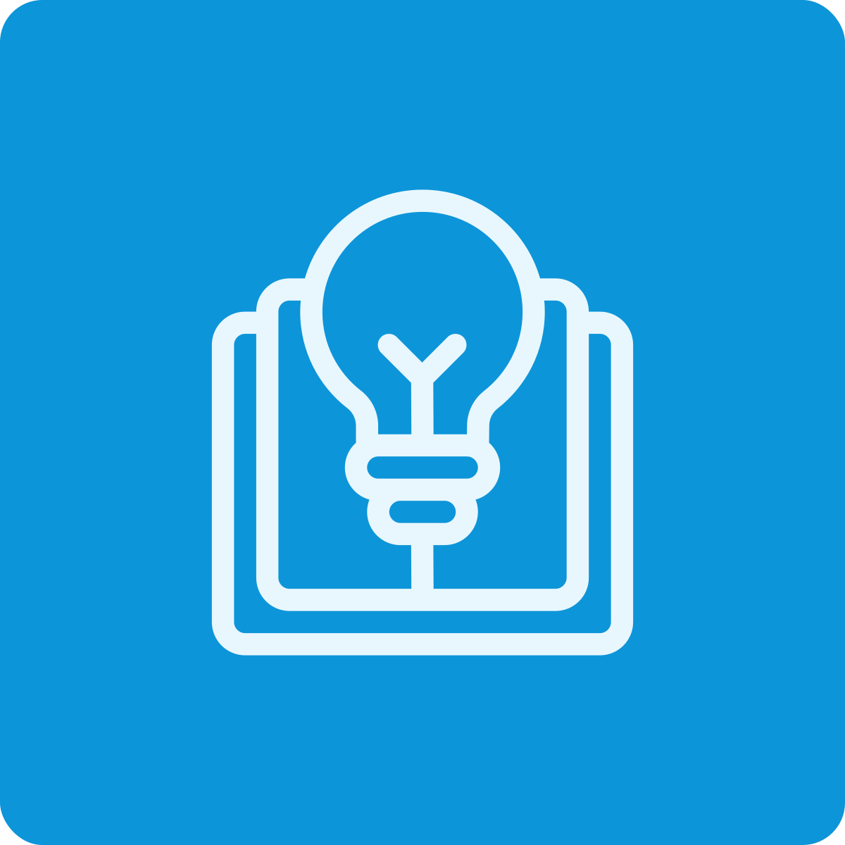 Icon of a light bulb inside a box, representing an idea or innovation.